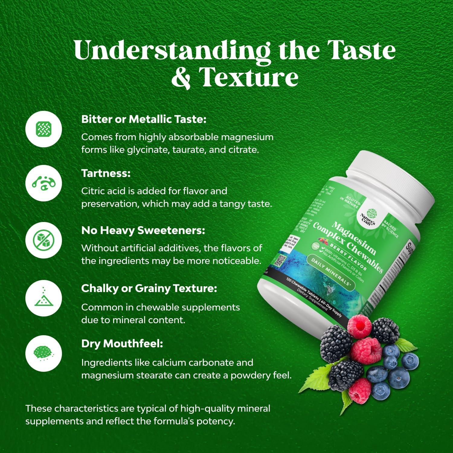 Magnesio Glicinato Masticable Natures Craft 200mg Sin Azúcar