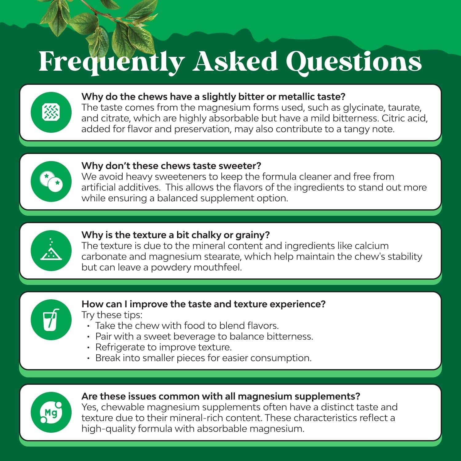 Magnesio Glicinato Masticable Natures Craft 200mg Sin Azúcar