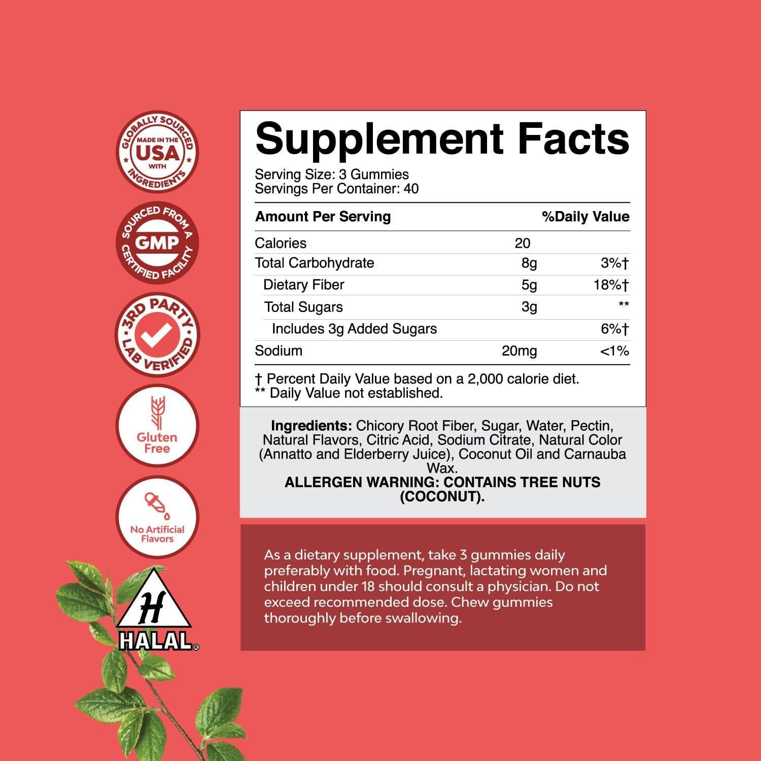 Gomitas de Fibra Prebiótica Natures Craft 120 Unidades