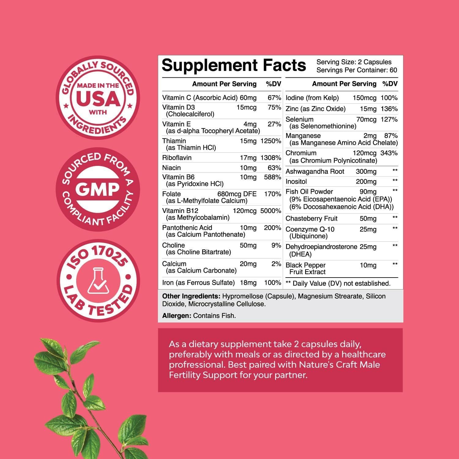 Suplemento de Fertilidad Femenina Natures Craft 120 Gomitas