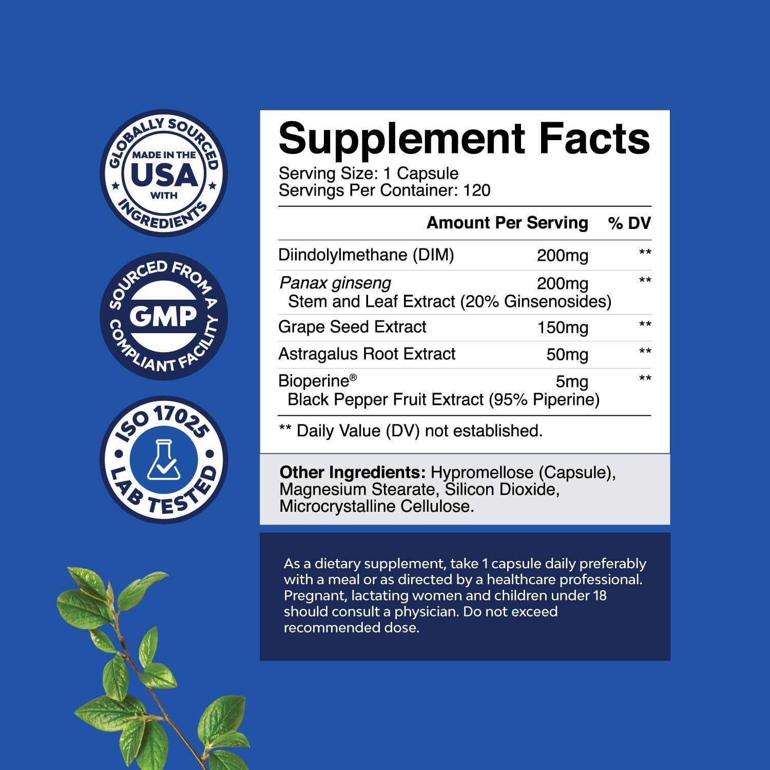 Suplemento DIM para Hombres Natures Craft - 120 Cápsulas