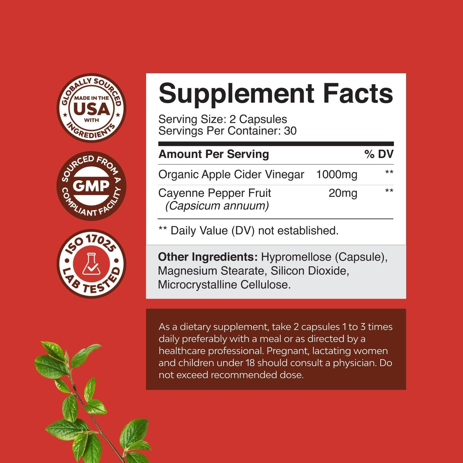 Cápsulas de Vinagre de Sidra de Manzana Bio Sense 1000mg