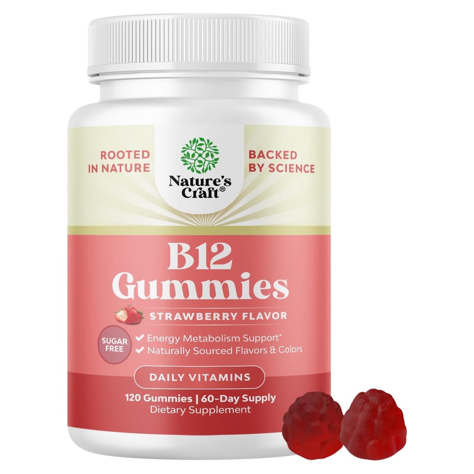 Gomitas de Vitamina B12 Natures Craft 1000 mcg Sin Azúcar 120 Unidades