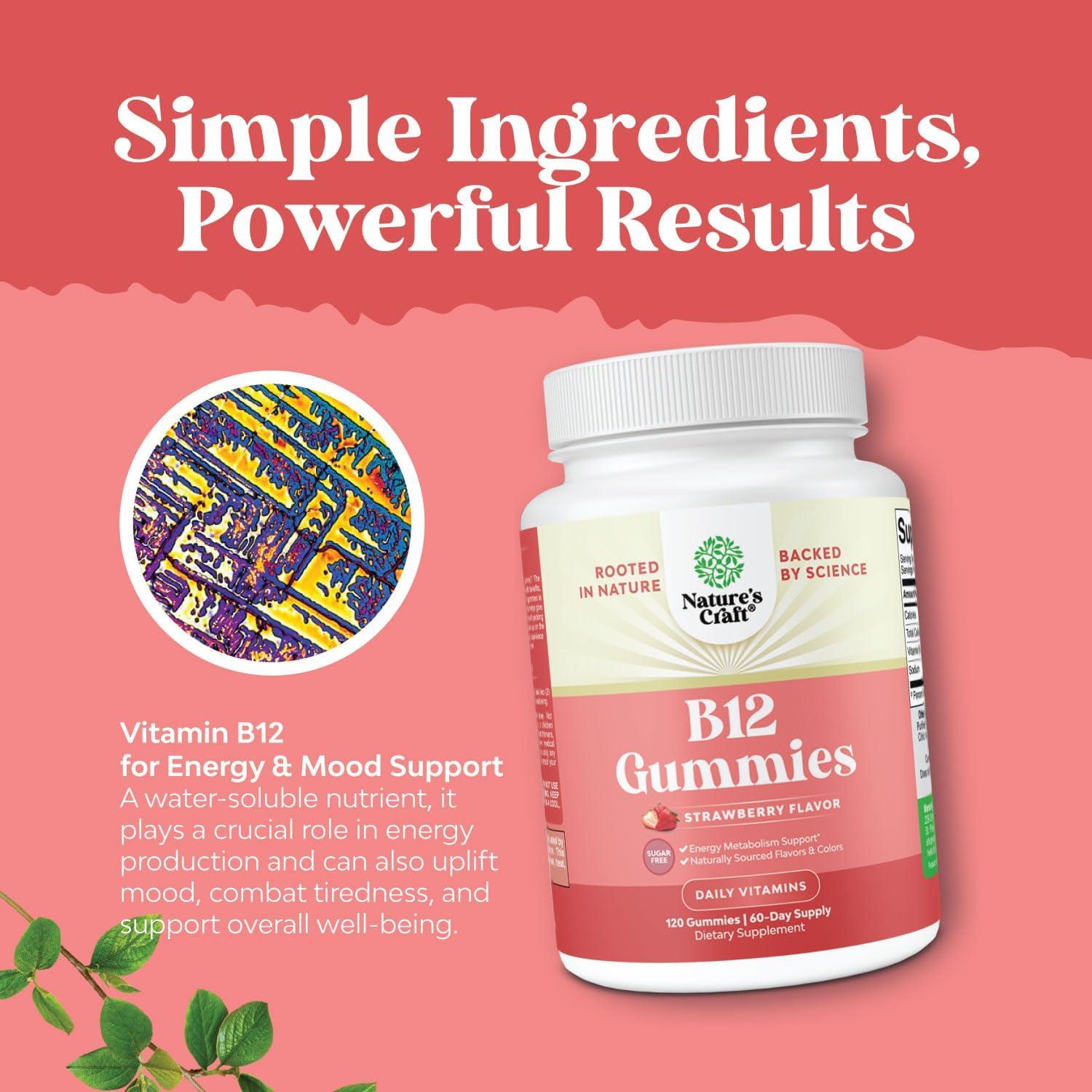 Gomitas de Vitamina B12 Natures Craft 1000 mcg Sin Azúcar 120 Unidades