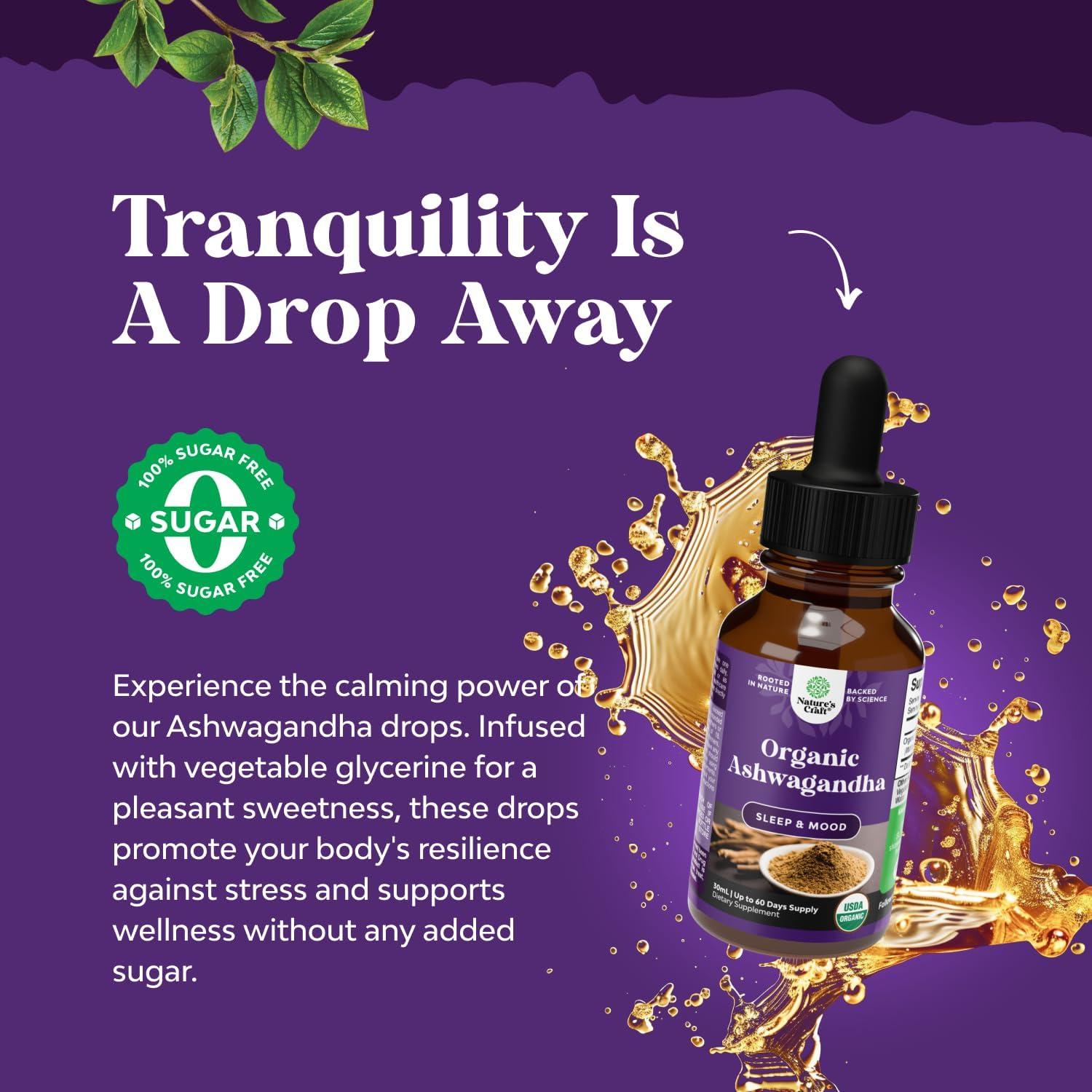 Gotas de Ashwagandha Orgánico Natures Craft 30 ml - Paquete de 2