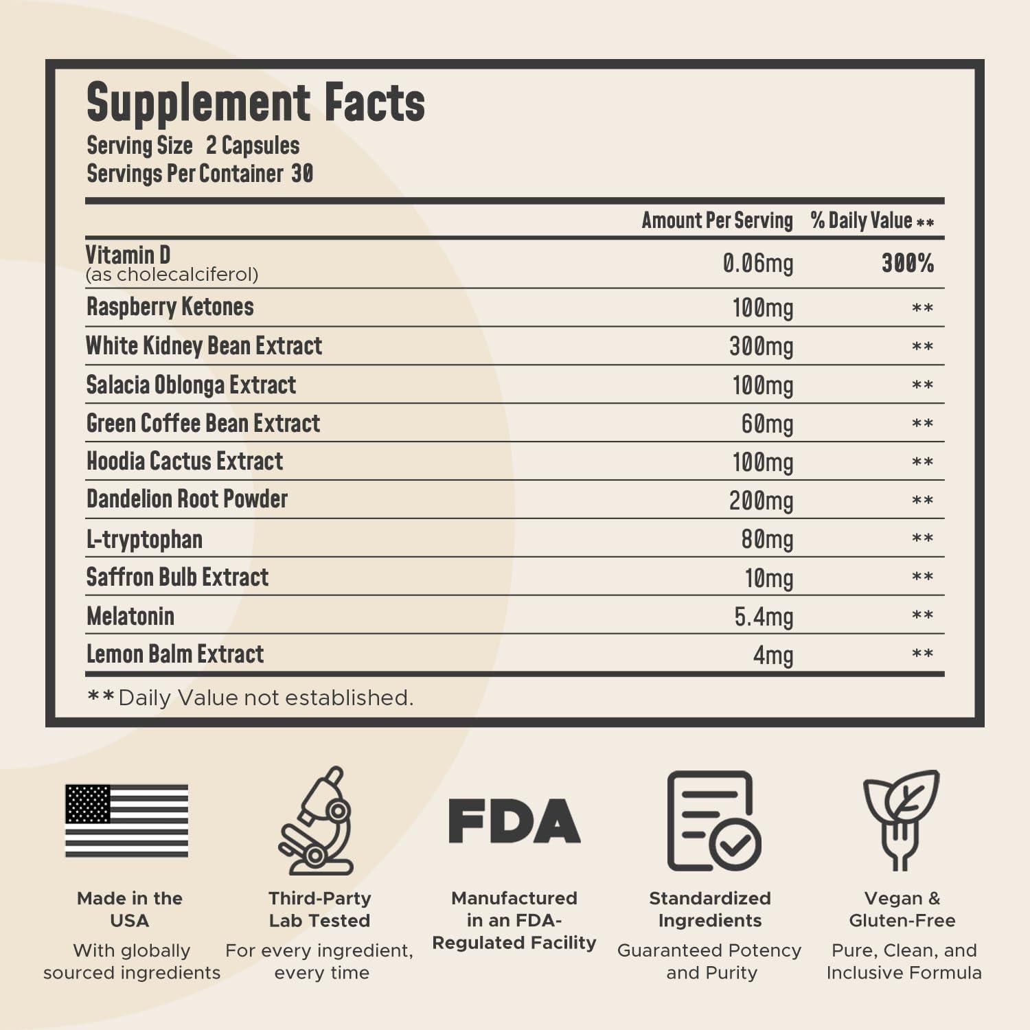 Suplemento Quema Nocturna Leotri - Cetonas Frambuesa, 60 Cápsulas