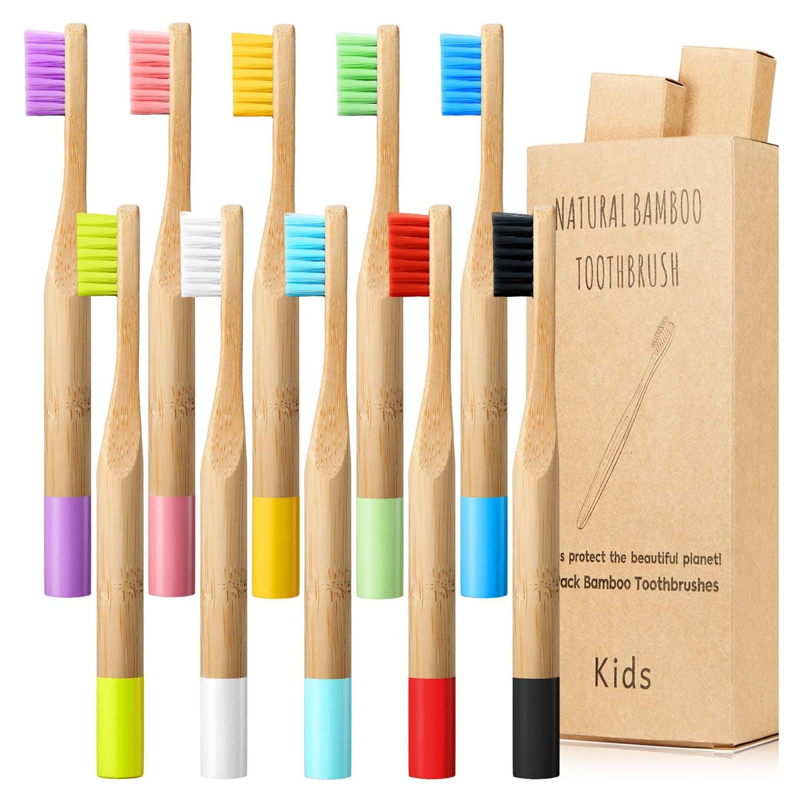 Juego de 10 cepillos de dientes de bambú Boao - Cerda suave, orgánico