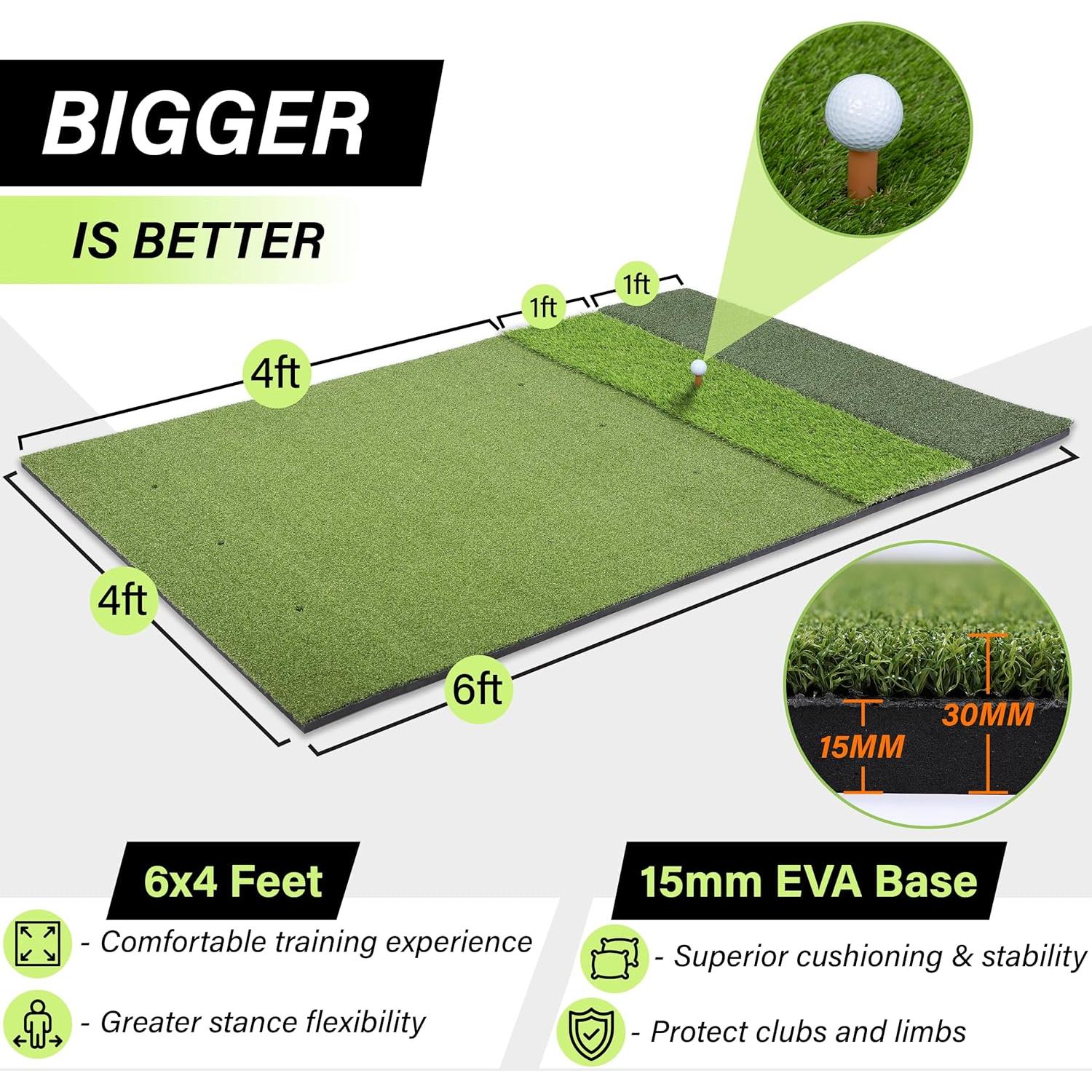 Alfombra de Golf Premium 1.83x1.22m Tri Turf para Práctica