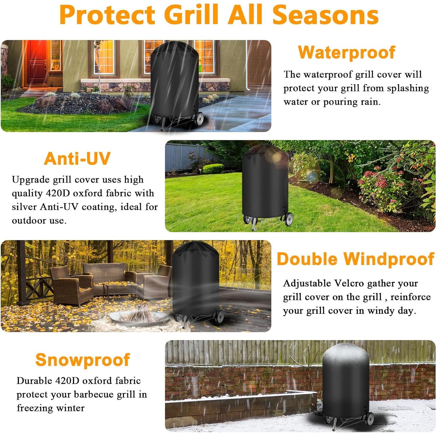 Cubierta de Parrilla BBQ Aoretic 22 Pulgadas Impermeable