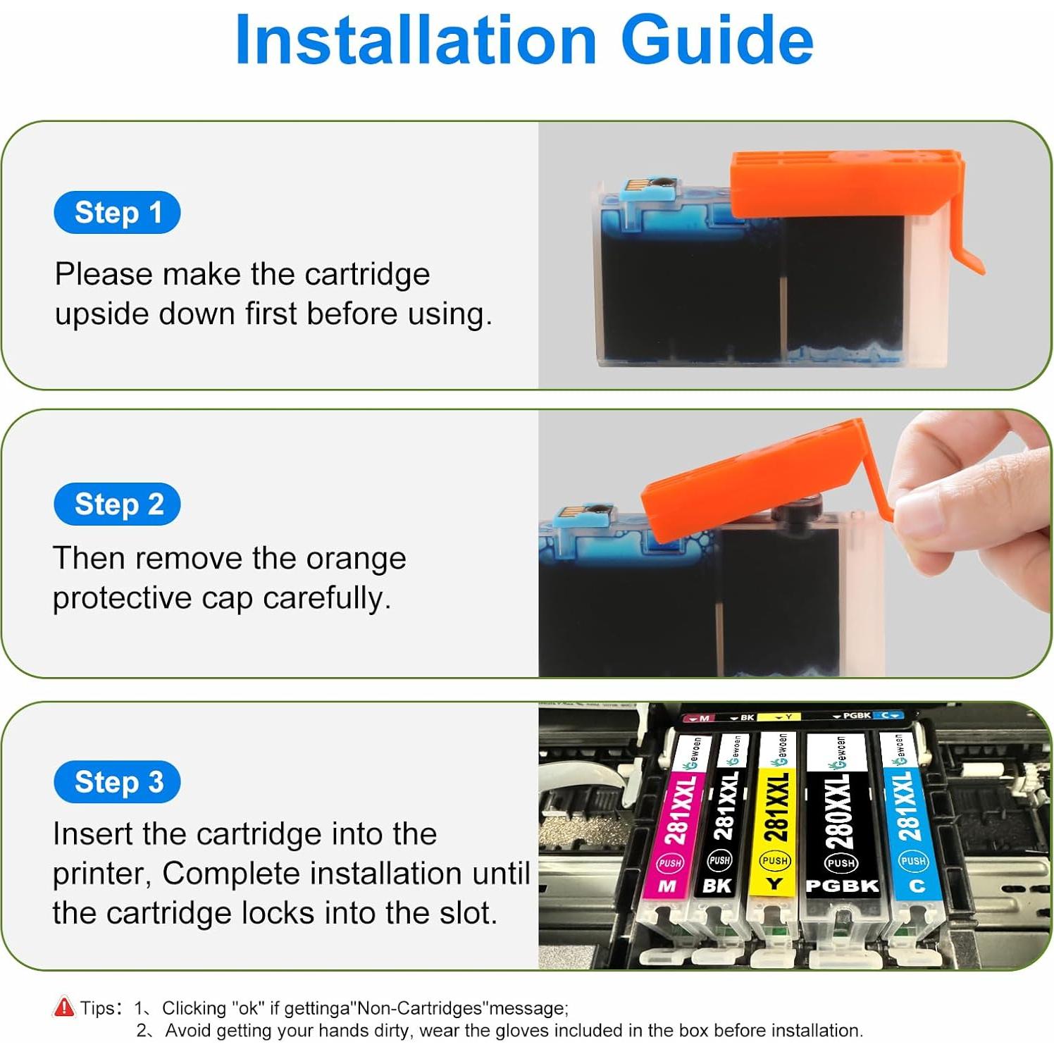 Cartuchos de Tinta Gewoen PGI-280 CLI-281 XXL Compatible - 5 Piezas