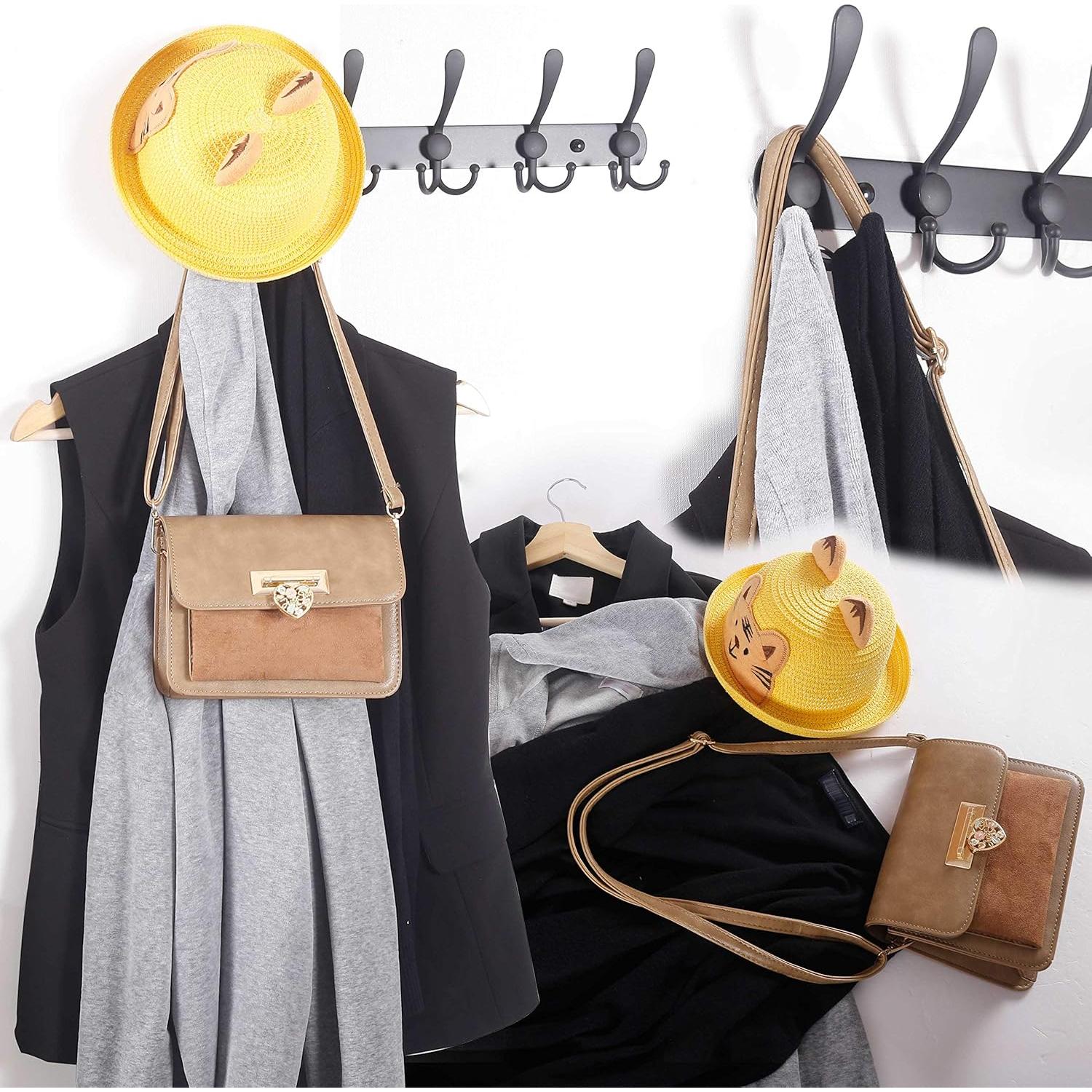 Perchero de Pared WEBI 76 cm con 8 Ganchos Triples Negro