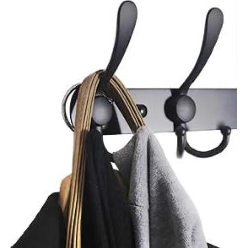 Perchero de Pared WEBI 76 cm con 8 Ganchos Triples Negro