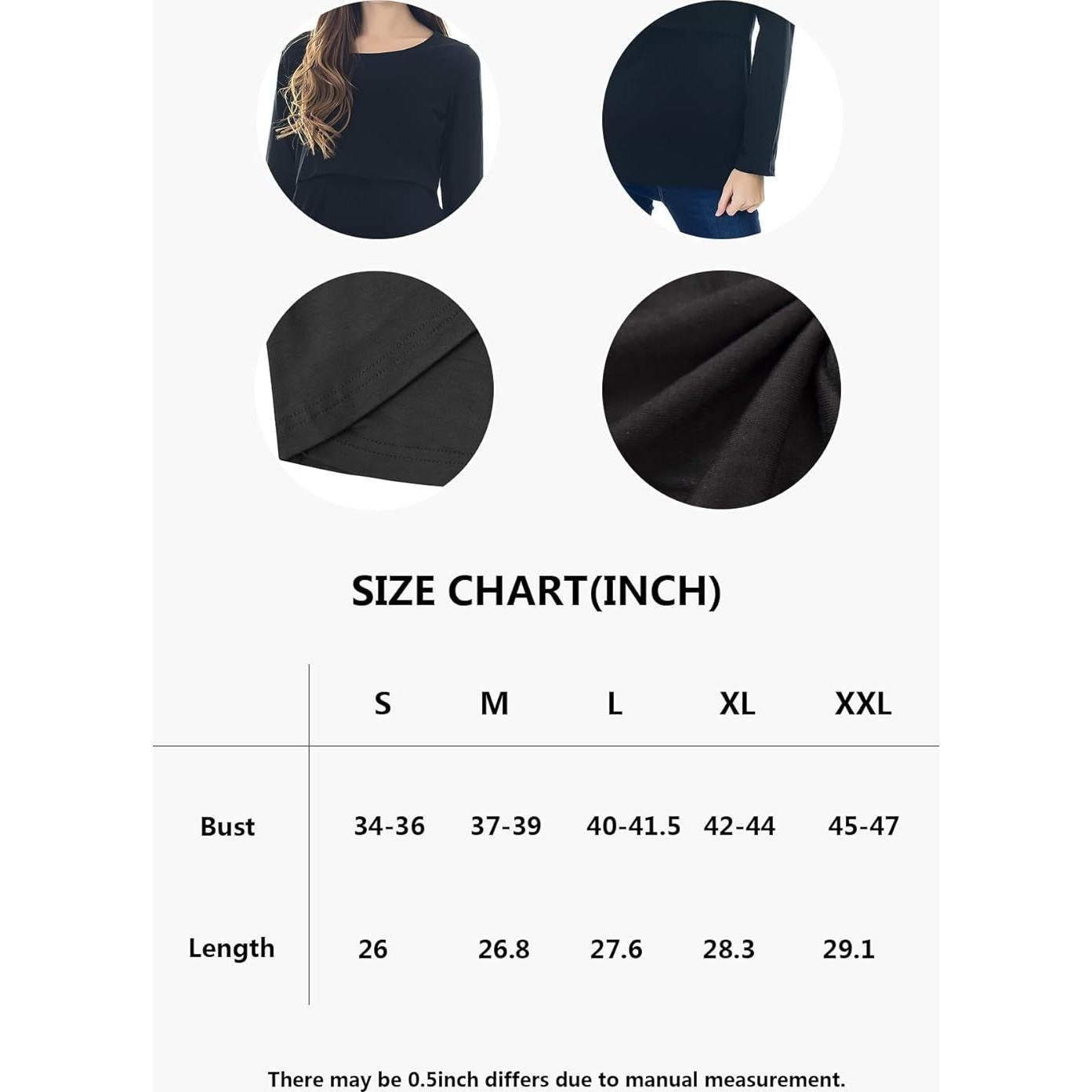 Camisetas de Lactancia Manga Larga Smallshow 3-Pack Mujeres