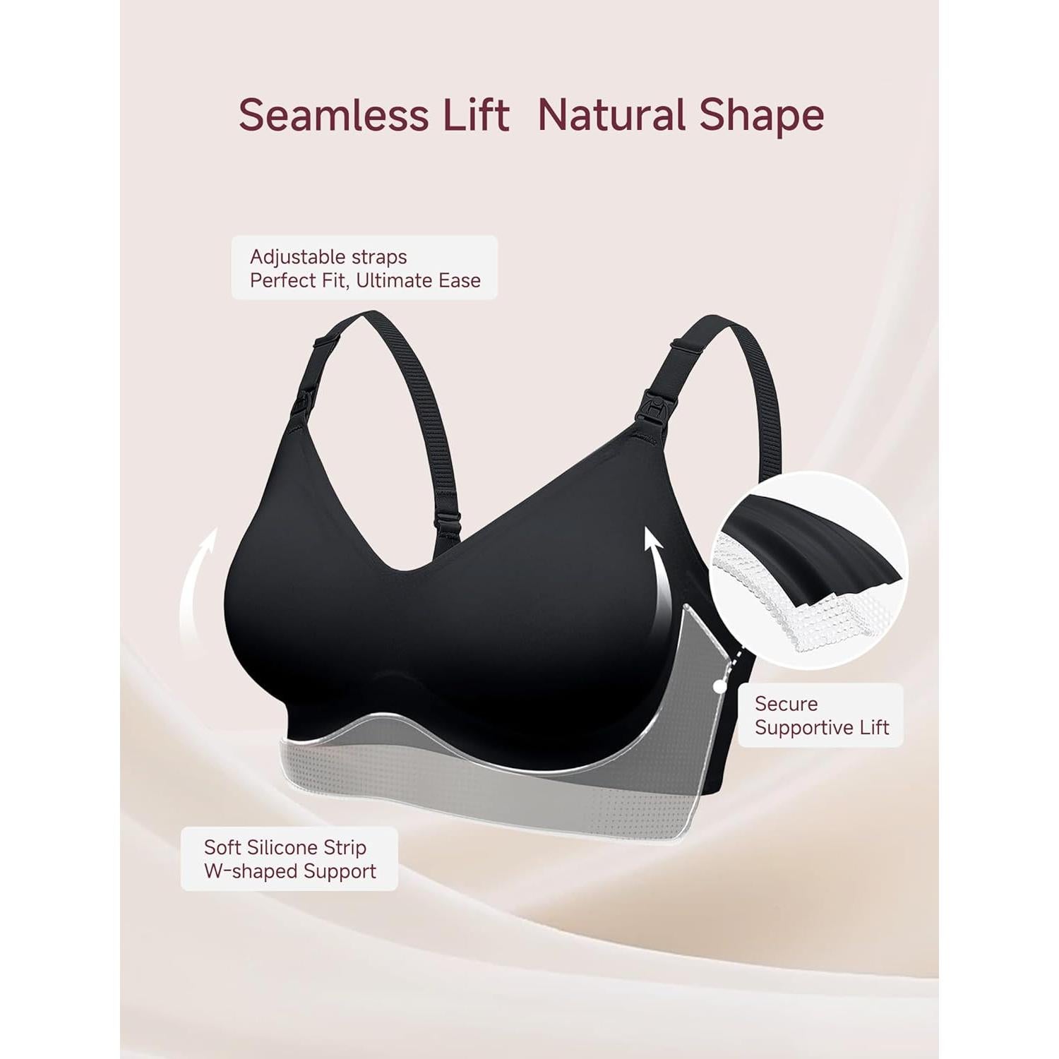 Sostén de Lactancia BRATUC Sin Costuras Negro Mediano