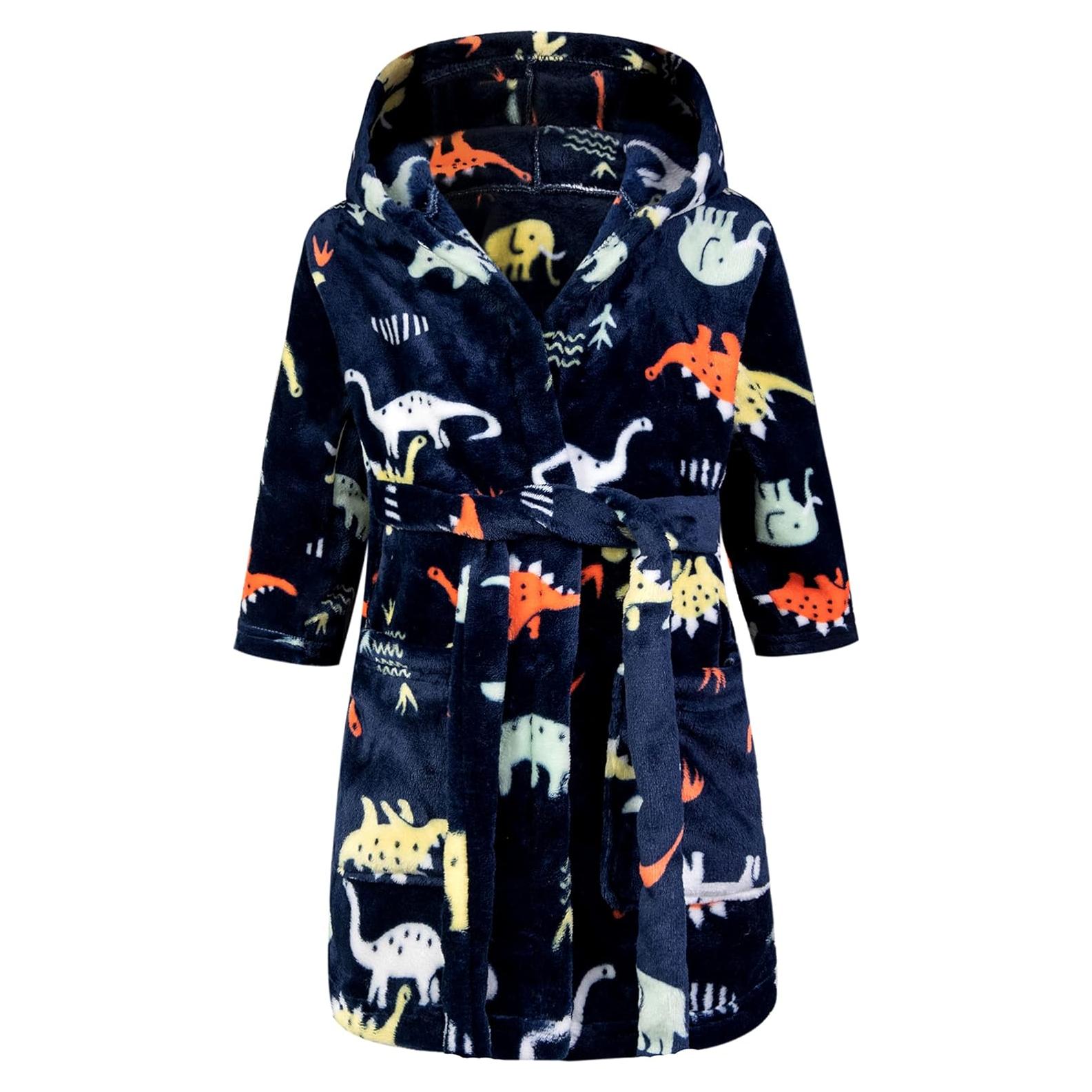 Bata de felpa con capucha para niños CROOUTN 2-3T Dinosaurio