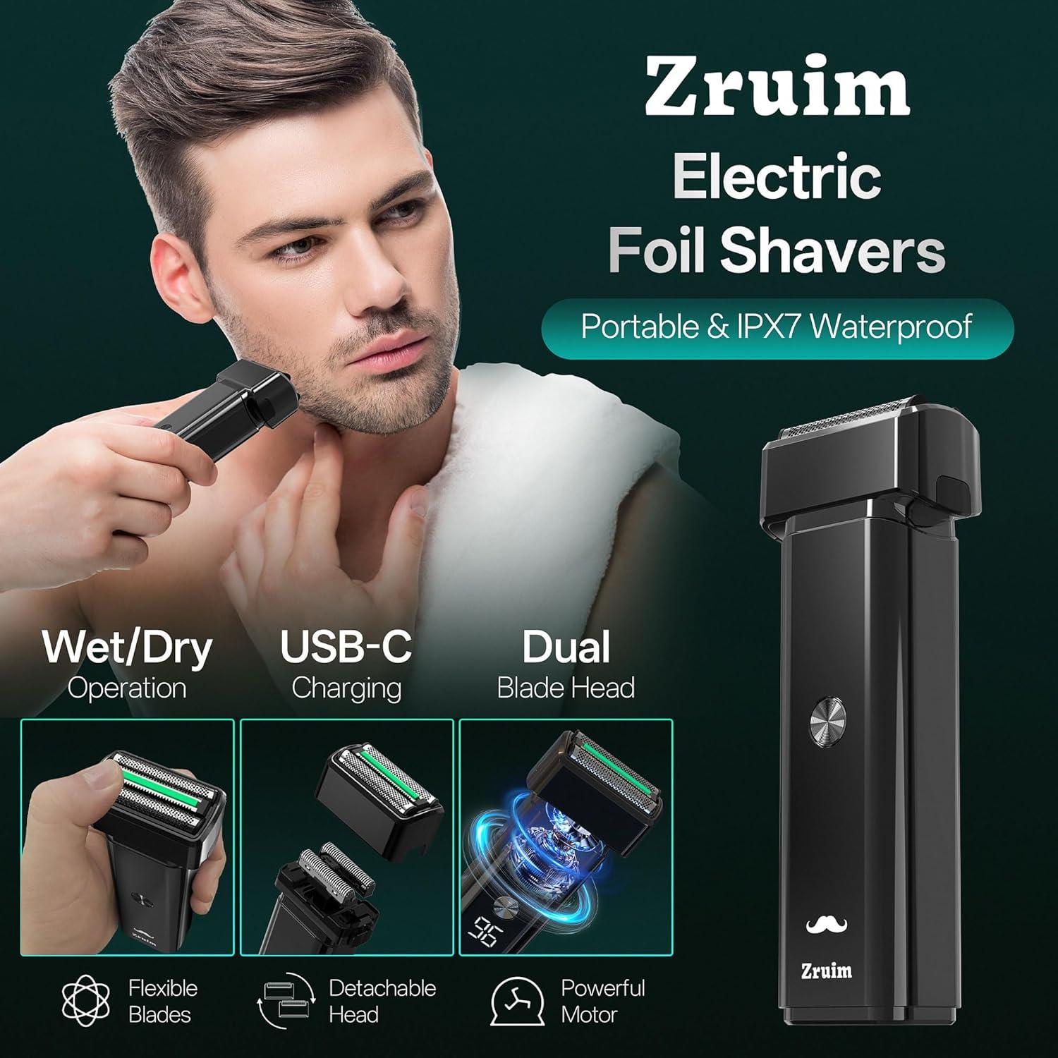 Afeitadora eléctrica Zruim BR-231, 2 velocidades, IPX7