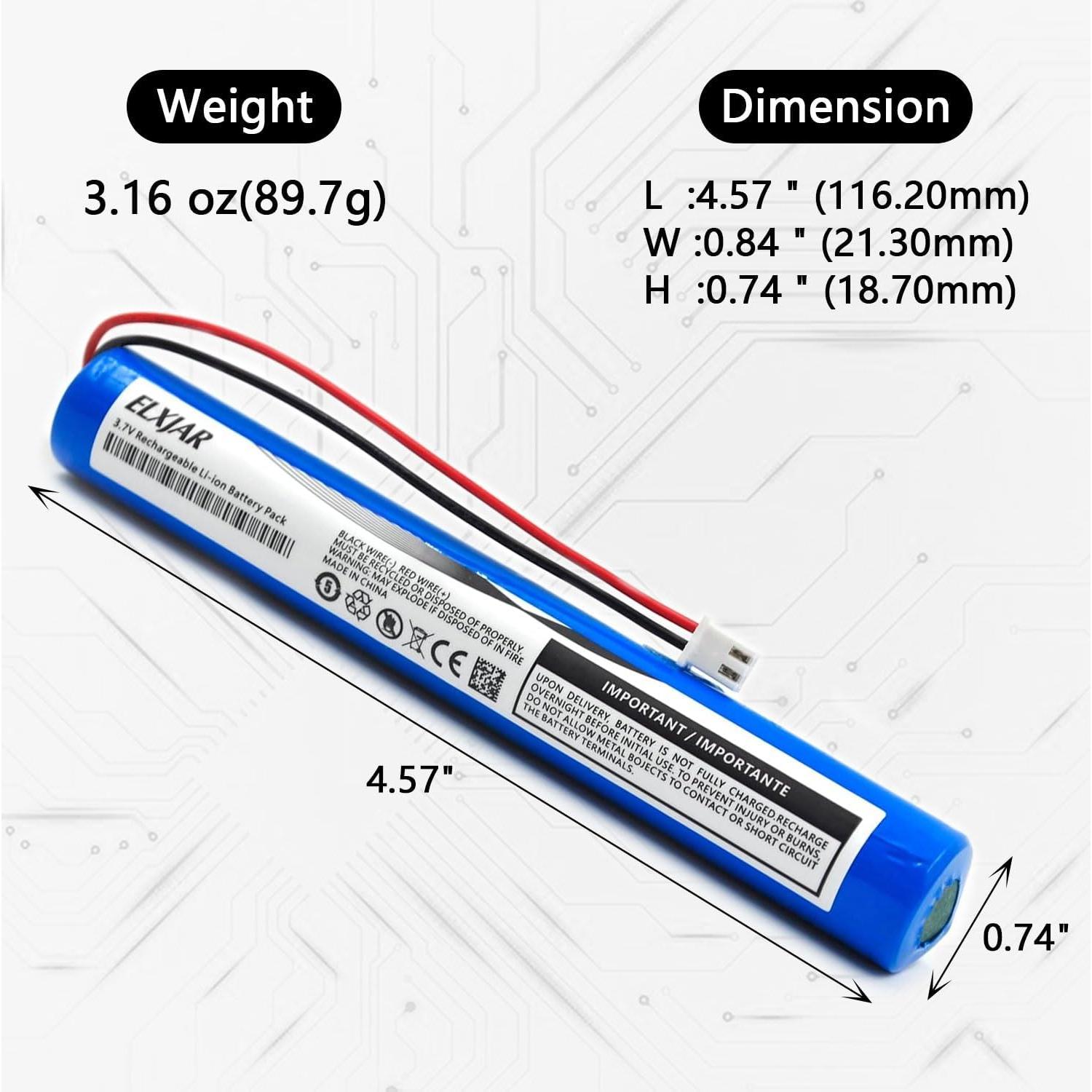 Batería recargable 3.7V 4000mAh Li-ion Elxjar 2-Pack JST