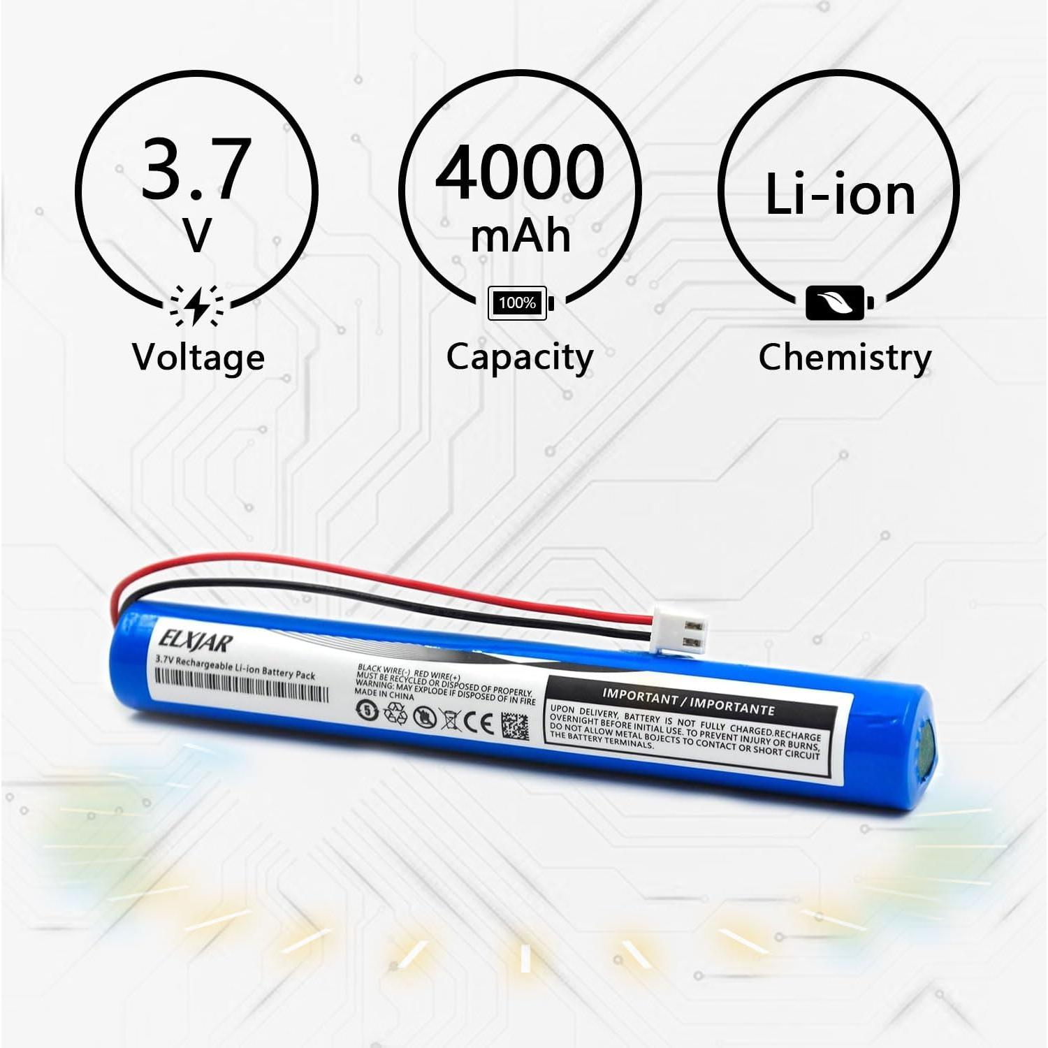 Batería recargable 3.7V 4000mAh Li-ion Elxjar 2-Pack JST