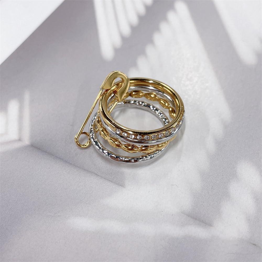 Set de 4 Anillos Apilables de Acero de Titanio con Cristales