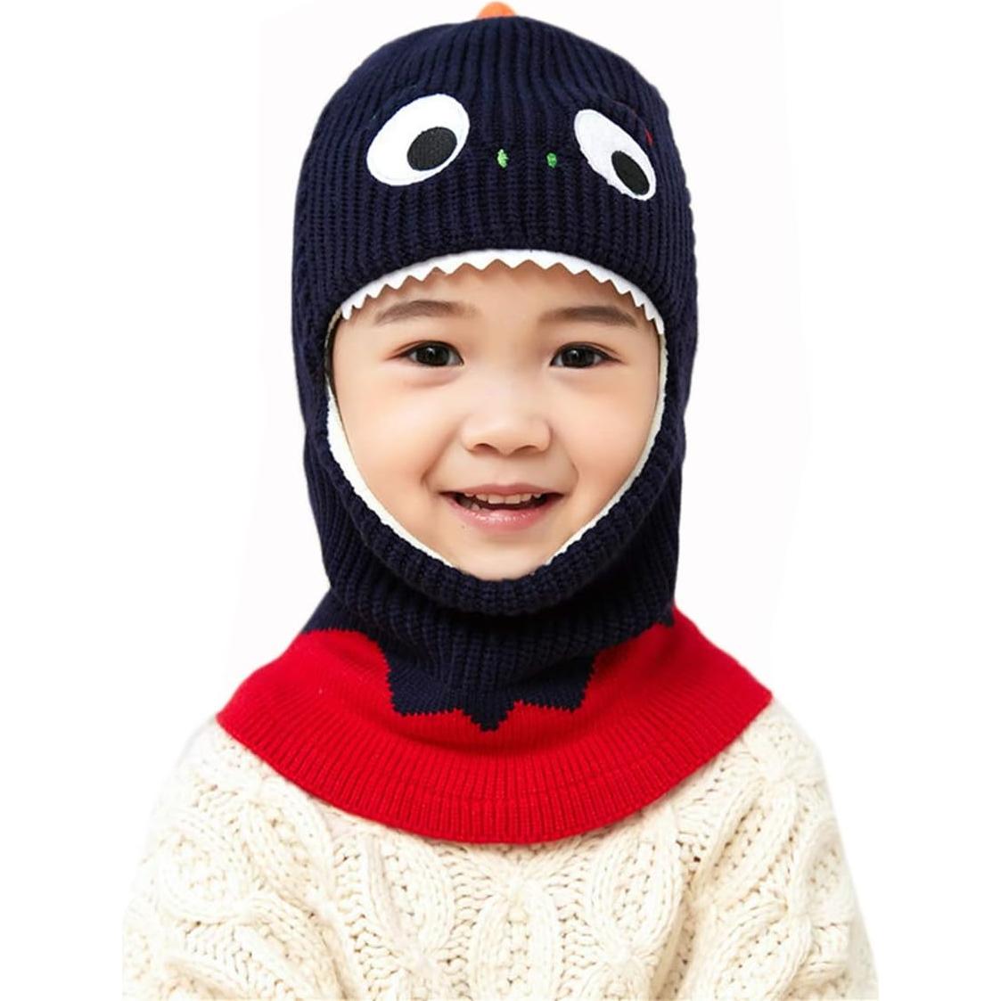Gorro de Invierno Dinosaurio para Niños con Bufanda y Orejeras