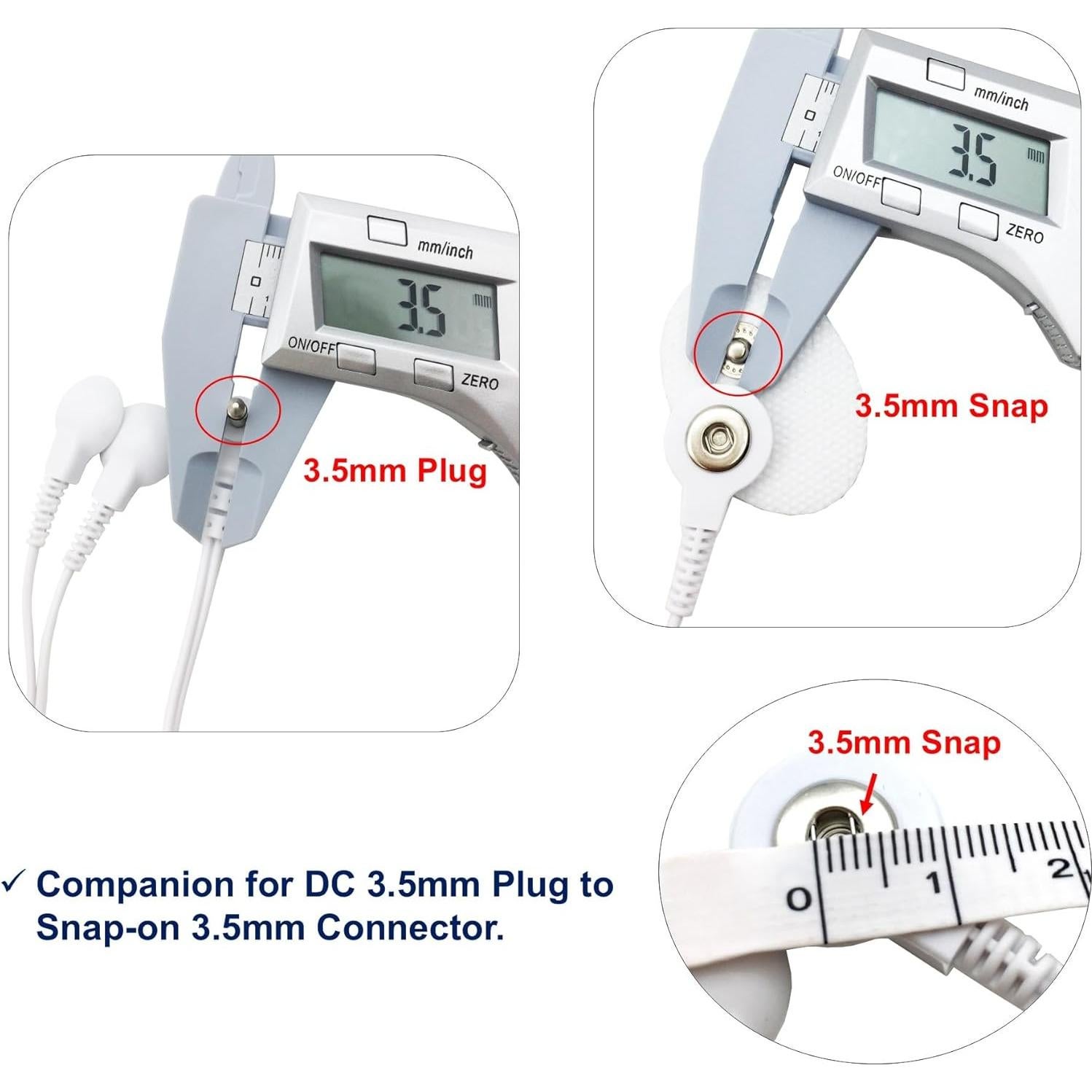 Cables de Electrodos TENS 3.5mm ASTec - Paquete de 2