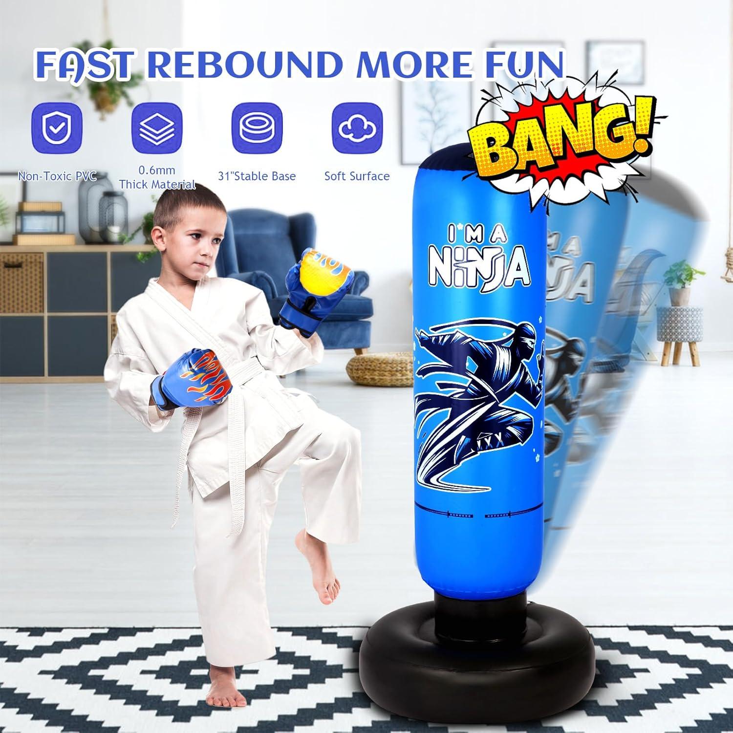 Bolsa de Boxeo Inflable Onirii Ninja Azul 66" para Niños
