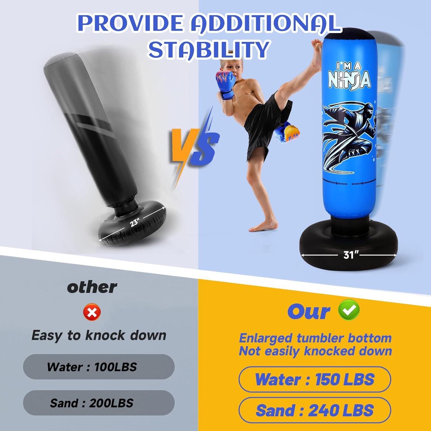 Bolsa de Boxeo Inflable Onirii Ninja Azul 66" para Niños