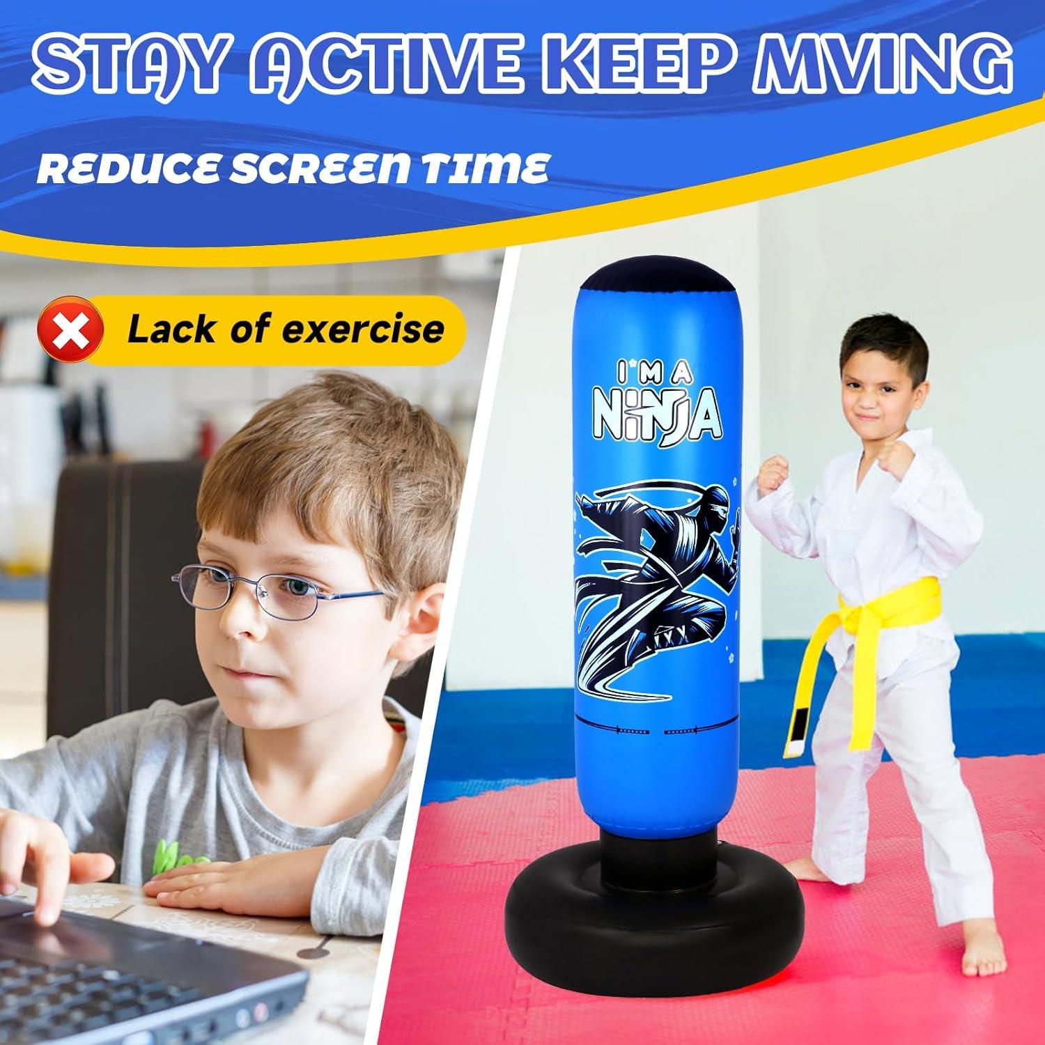 Bolsa de Boxeo Inflable Onirii Ninja Azul 66" para Niños