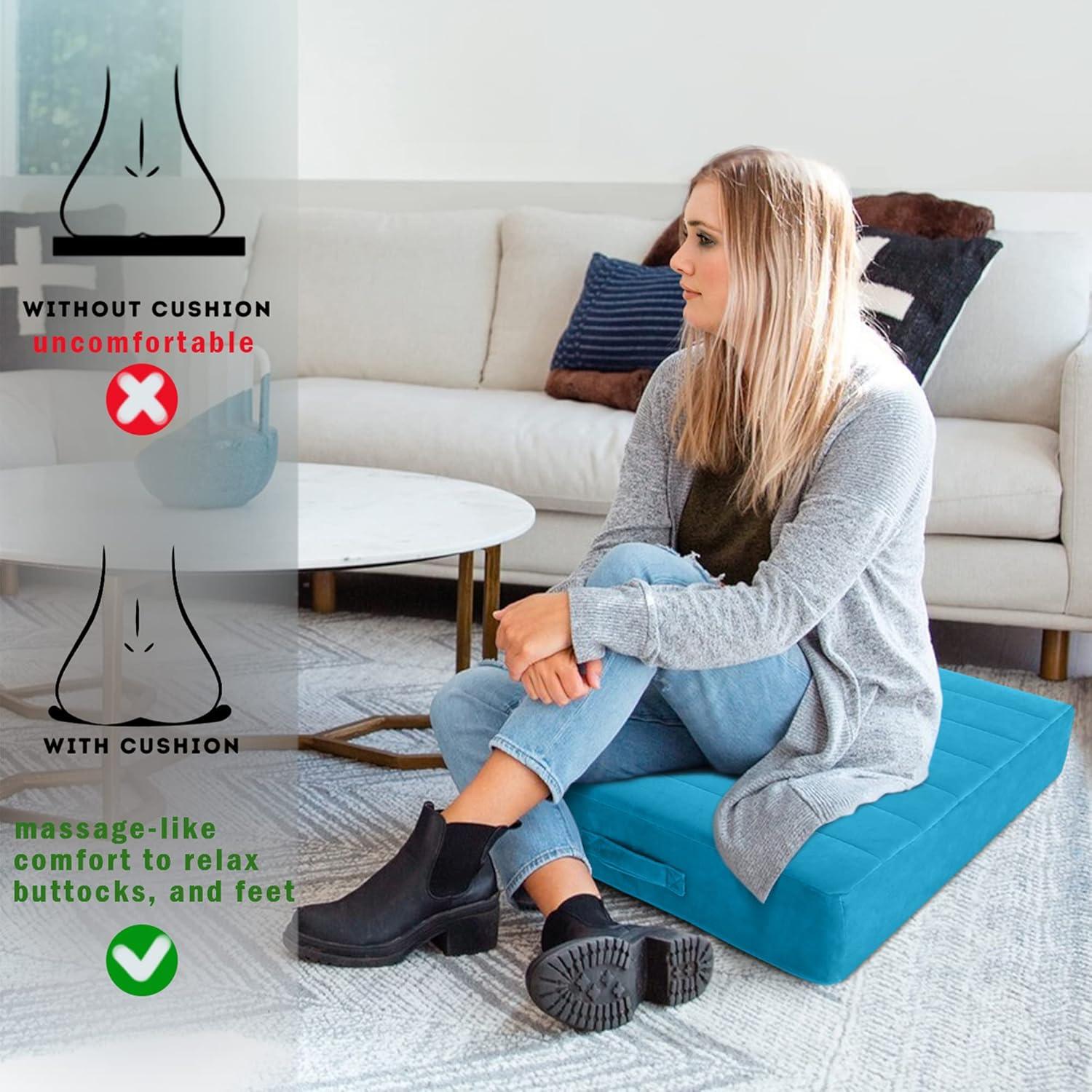 Cojín de Suelo Cuadrado MeMoreCool 56x56 cm Azul Lavable