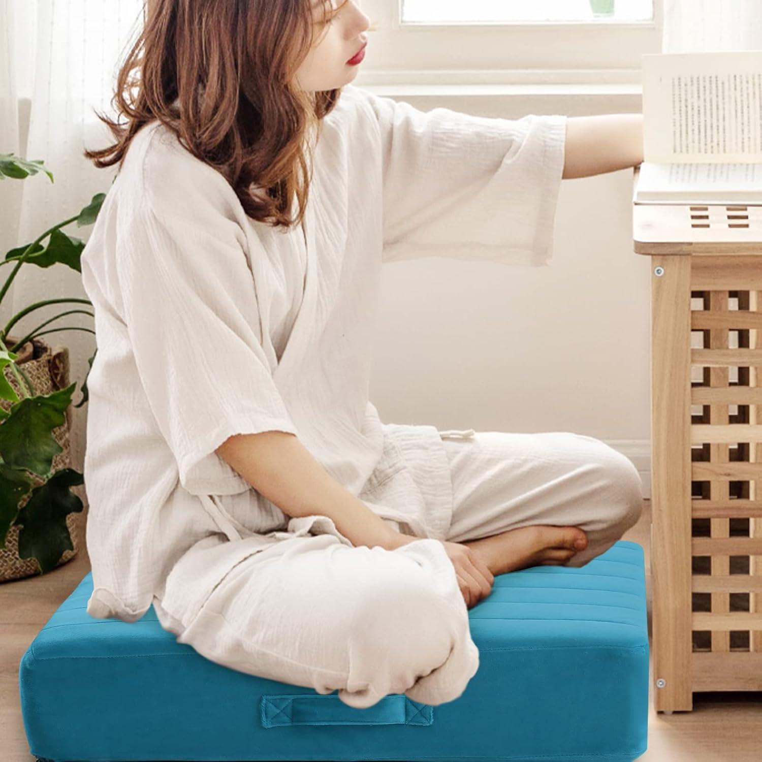 Cojín de Suelo Cuadrado MeMoreCool 56x56 cm Azul Lavable