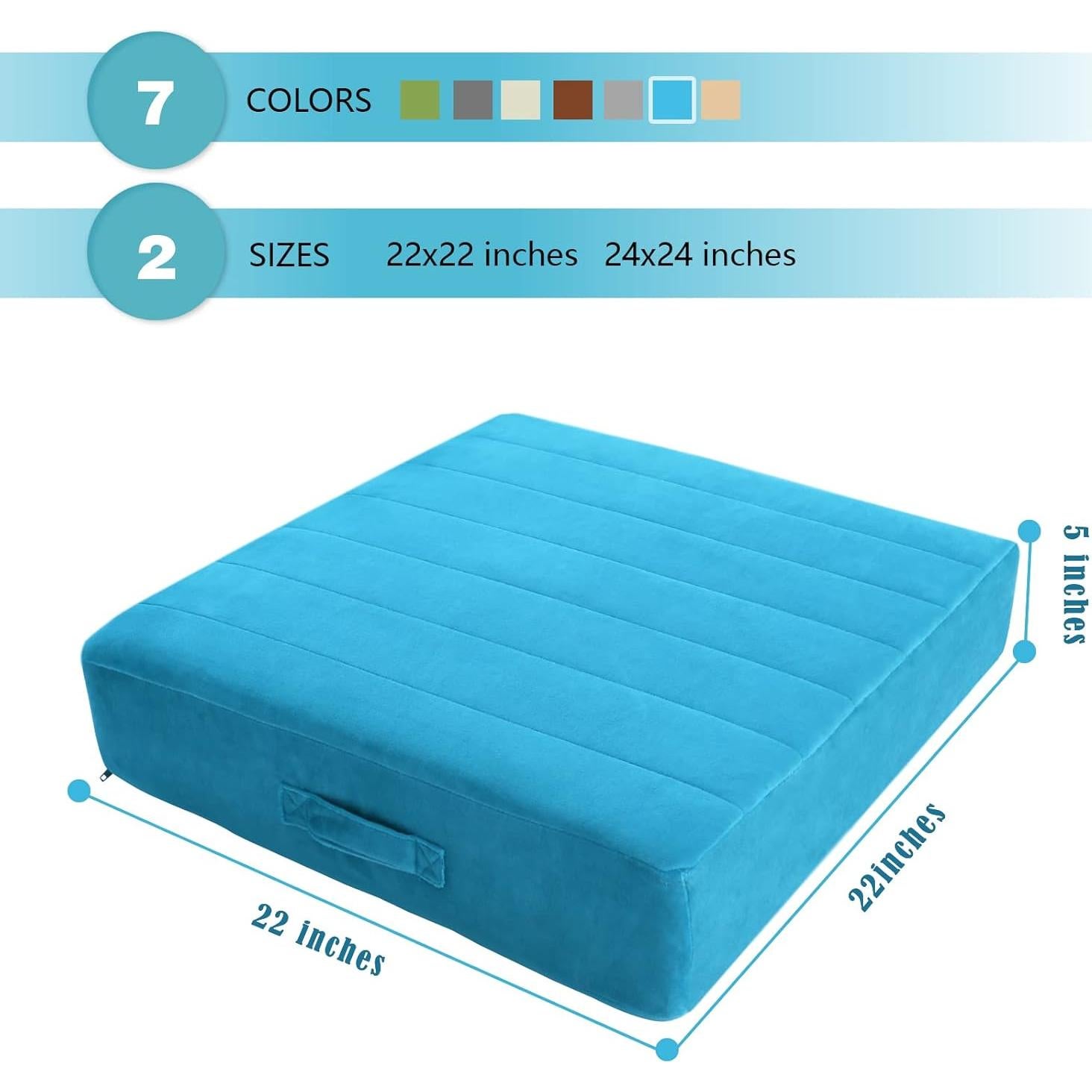 Cojín de Suelo Cuadrado MeMoreCool 56x56 cm Azul Lavable