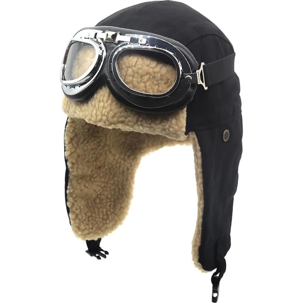 Gorro de Piloto Vintage Cuhubyup con Gafas y Orejeras