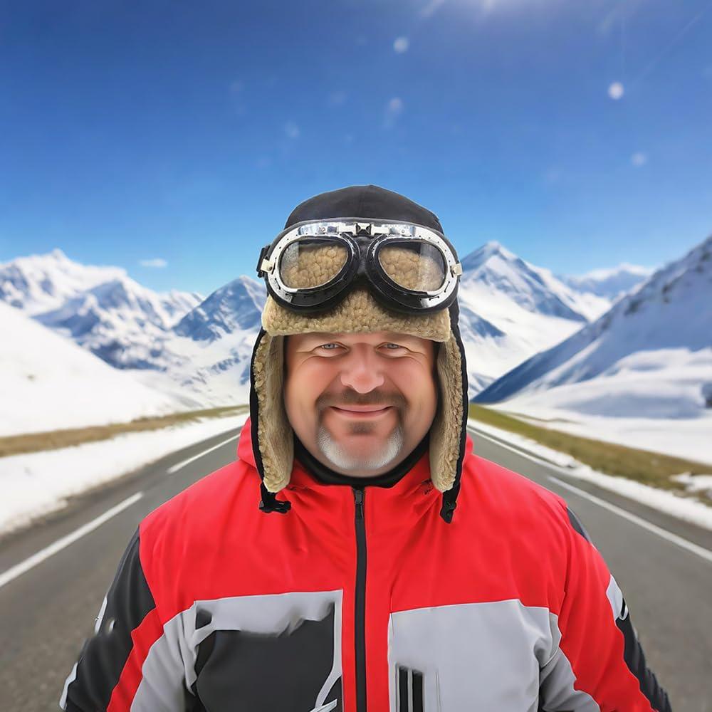 Gorro de Piloto Vintage Cuhubyup con Gafas y Orejeras