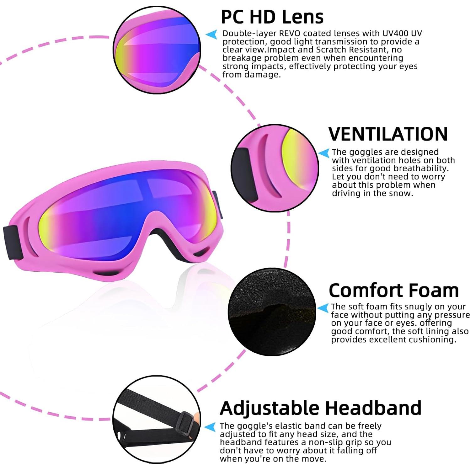 Gafas de Motocicleta YISUGOOC UV 3 Pares + Cuello Gaiter