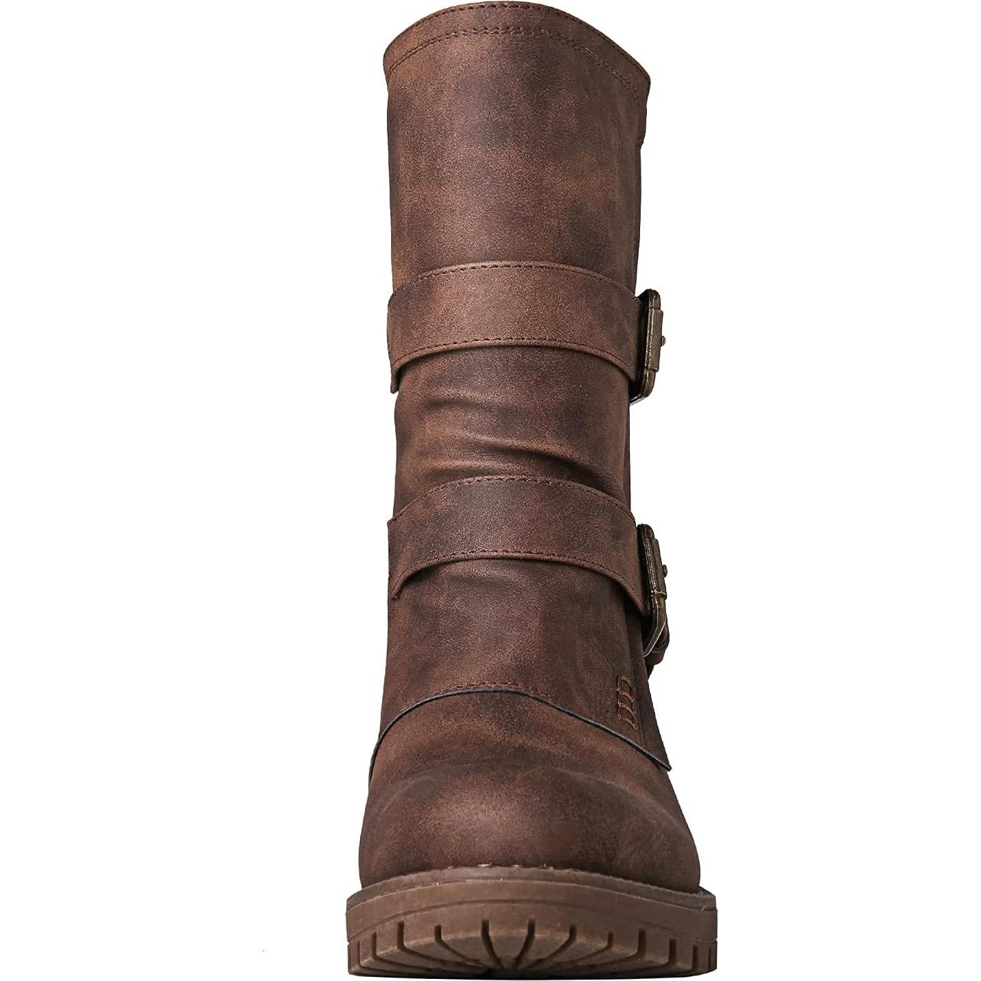 Botas de Motociclista Globalwin para Mujeres - Cuero Vegano Marrón