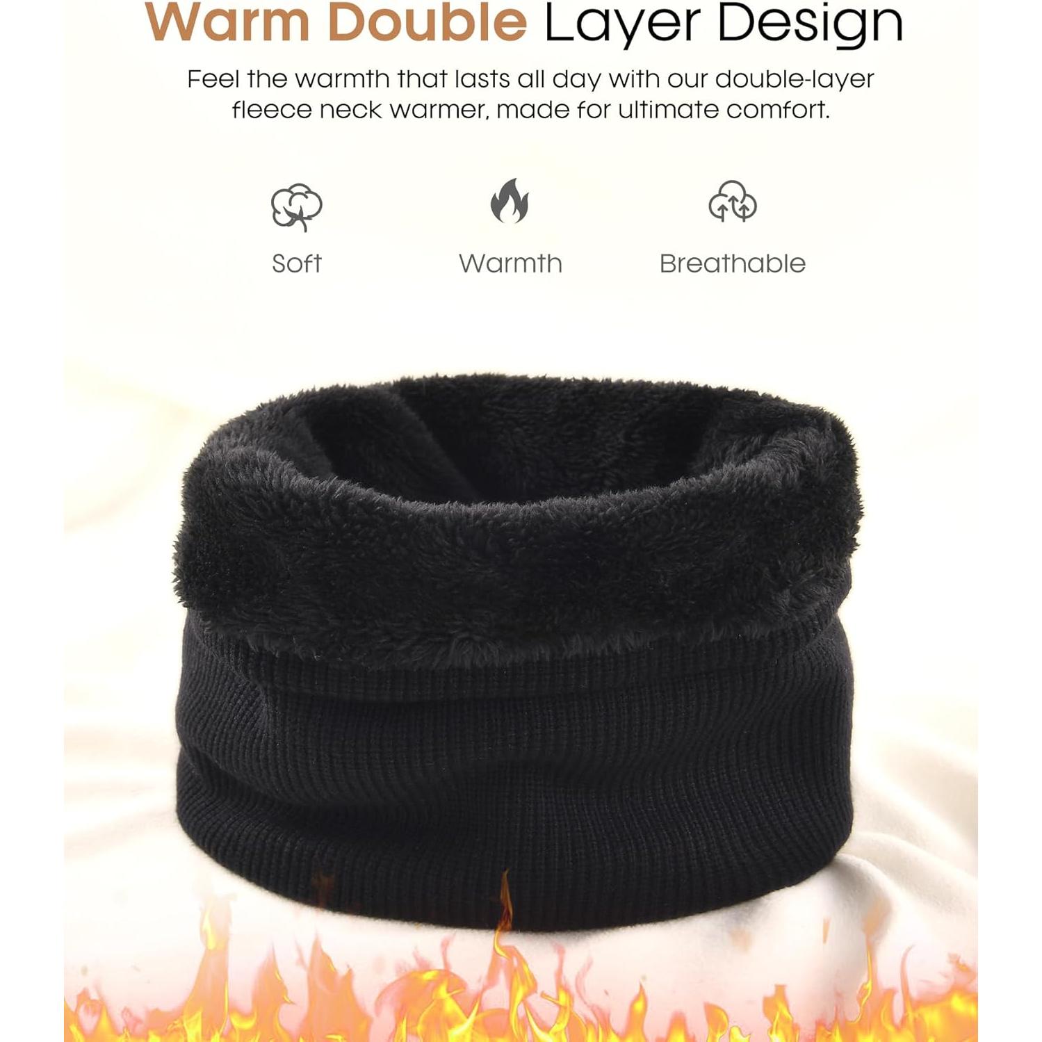 Calentador de Cuello FURTALK Unisex Negro Doble Capa Térmico