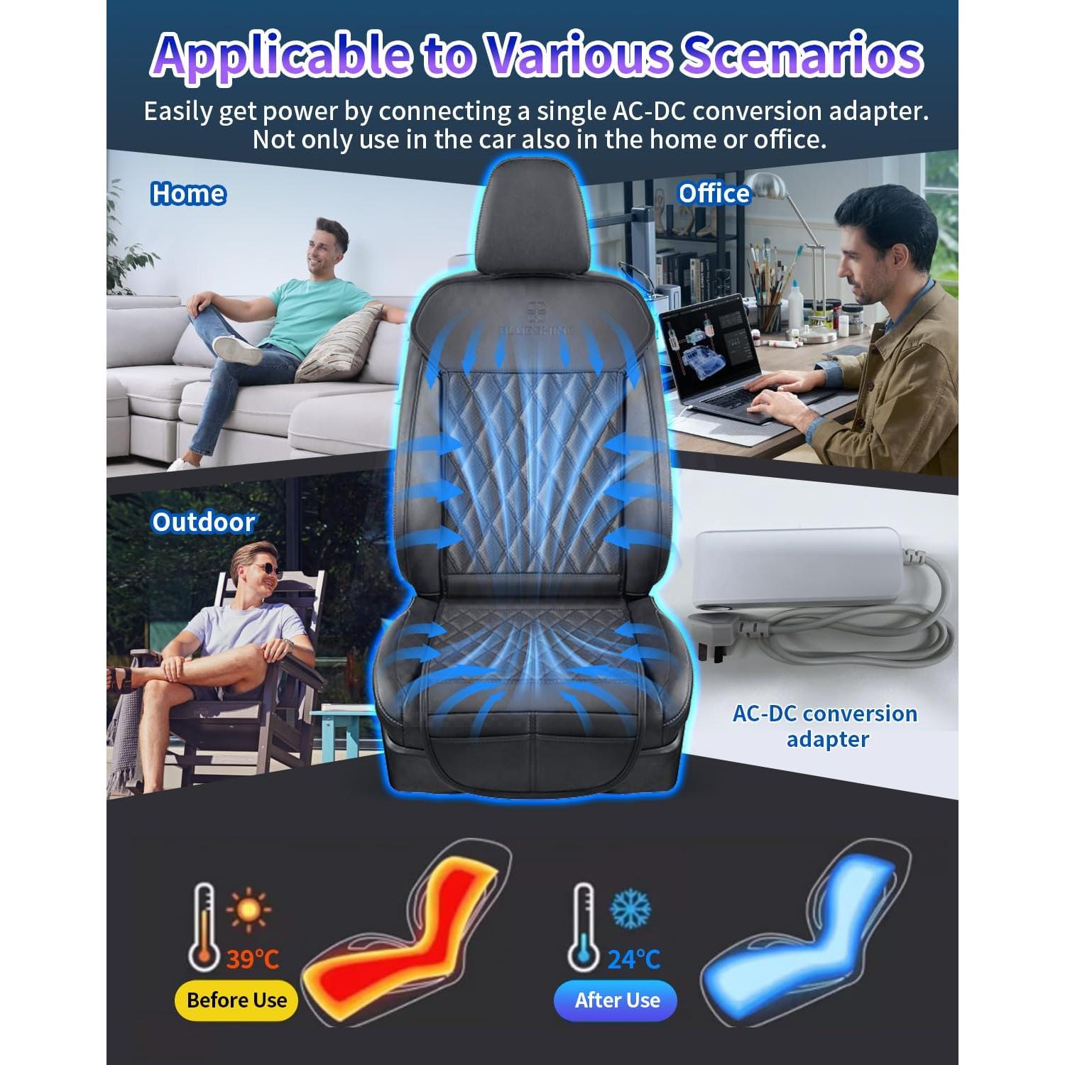 Funda de Asiento de Coche DR.HILL Ventilada 12V/24V Negro