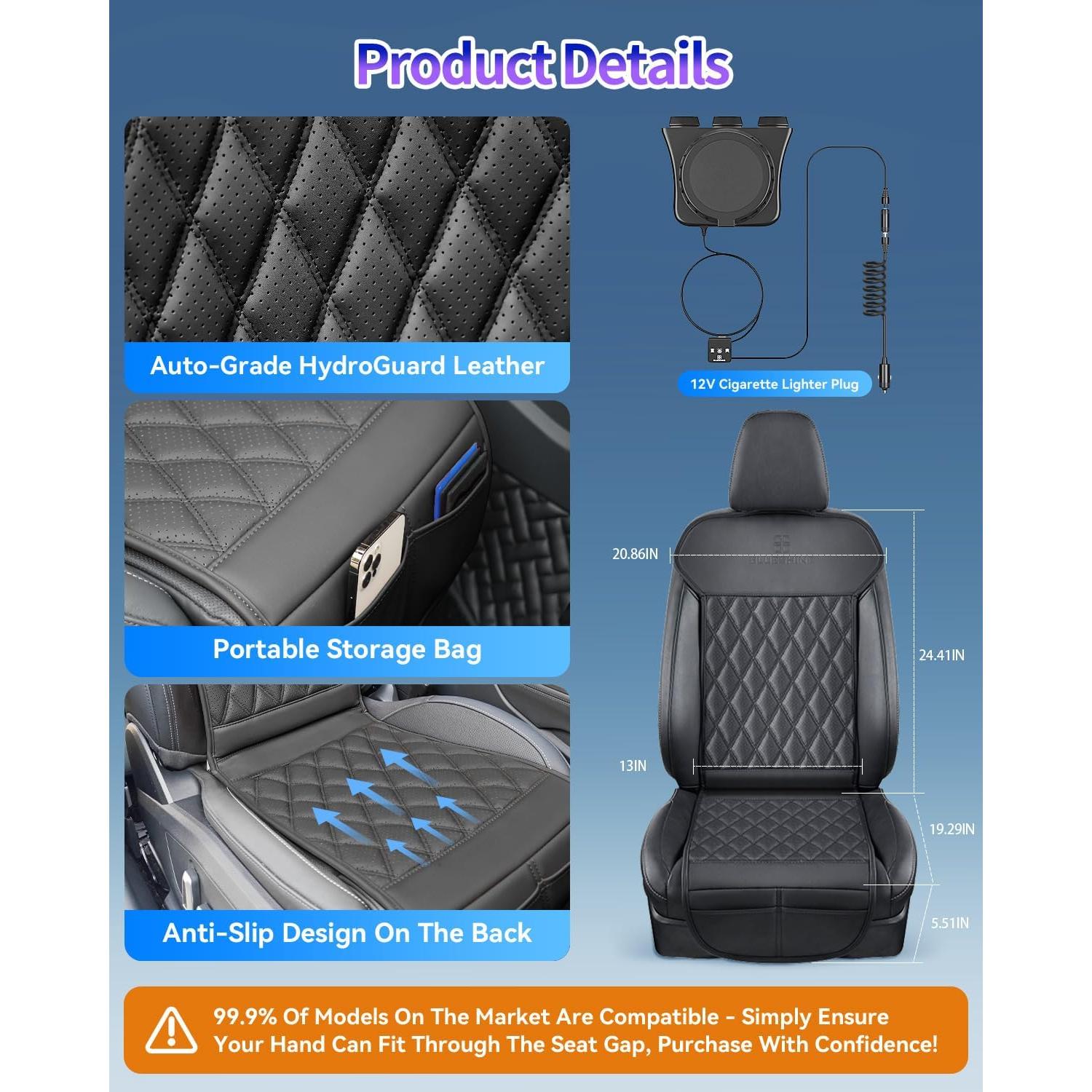 Funda de Asiento de Coche DR.HILL Ventilada 12V/24V Negro