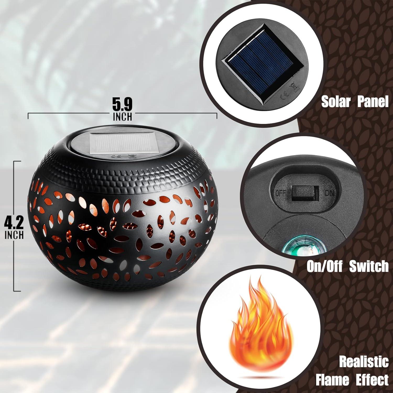 Linterna Solar de Cerámica Negra 2 Pcs IP44 Decorativa