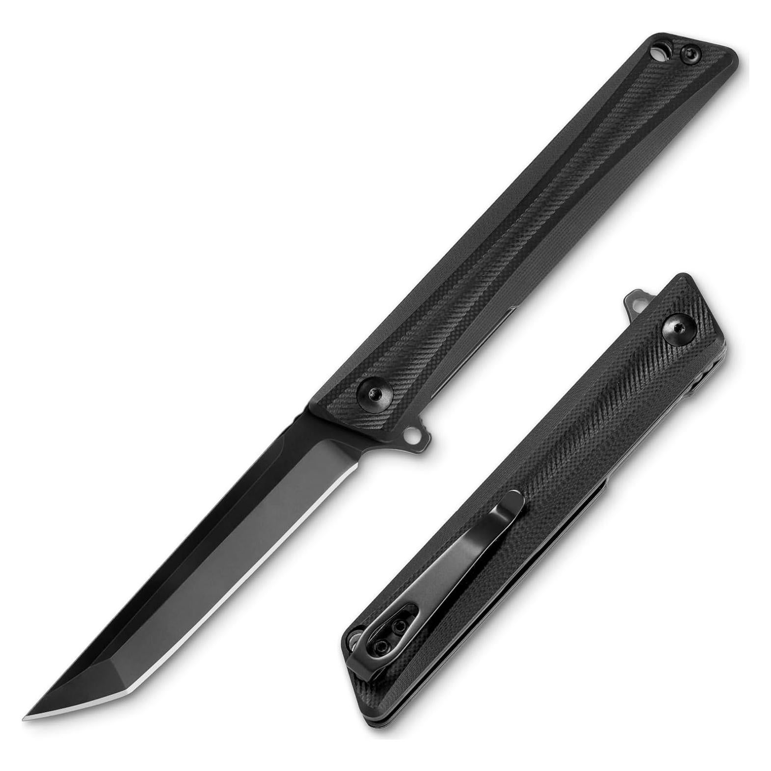 Cuchillo de bolsillo FUNBRO D2 Negro 21.8 cm EDC para senderismo
