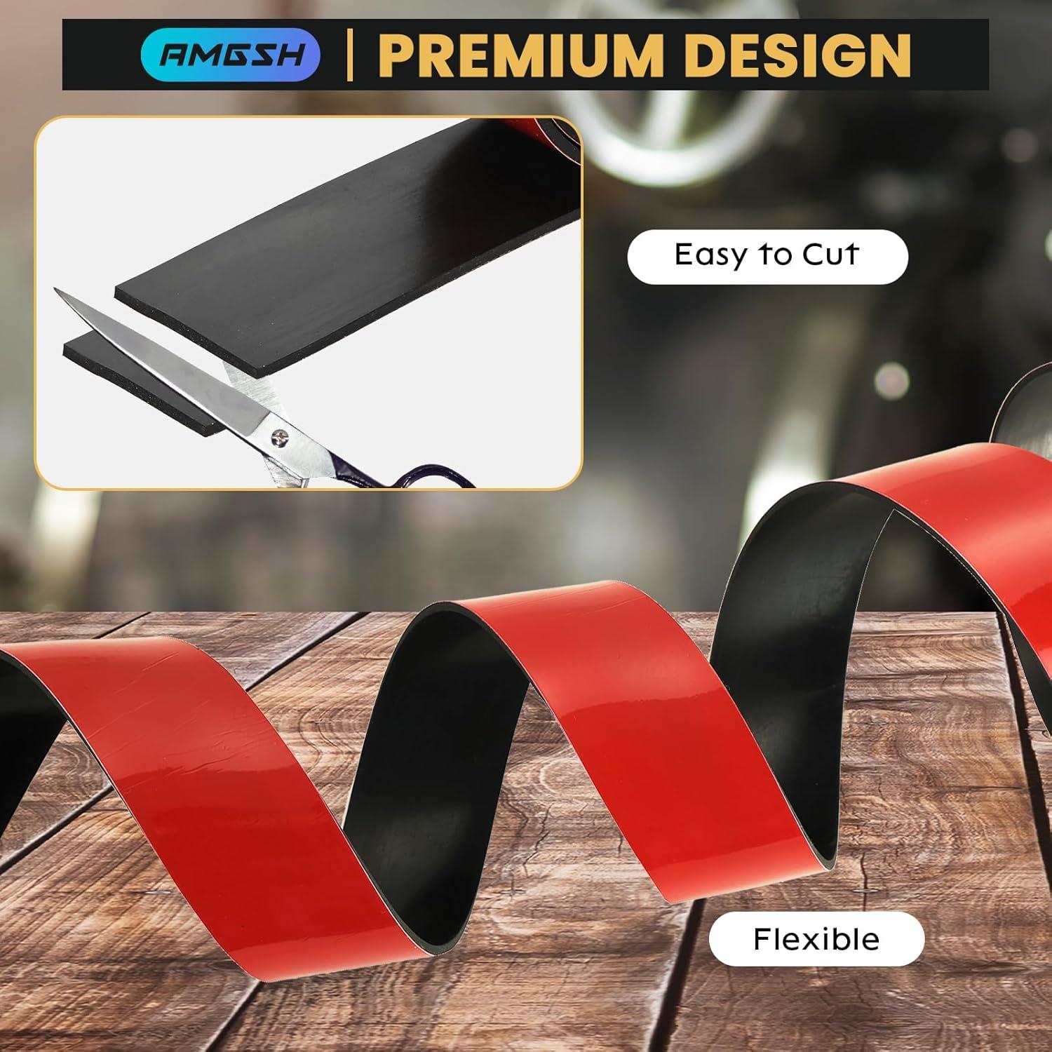 Tira de goma neopreno autoadhesiva 1/8" grosor 5 cm ancho 3 m largo