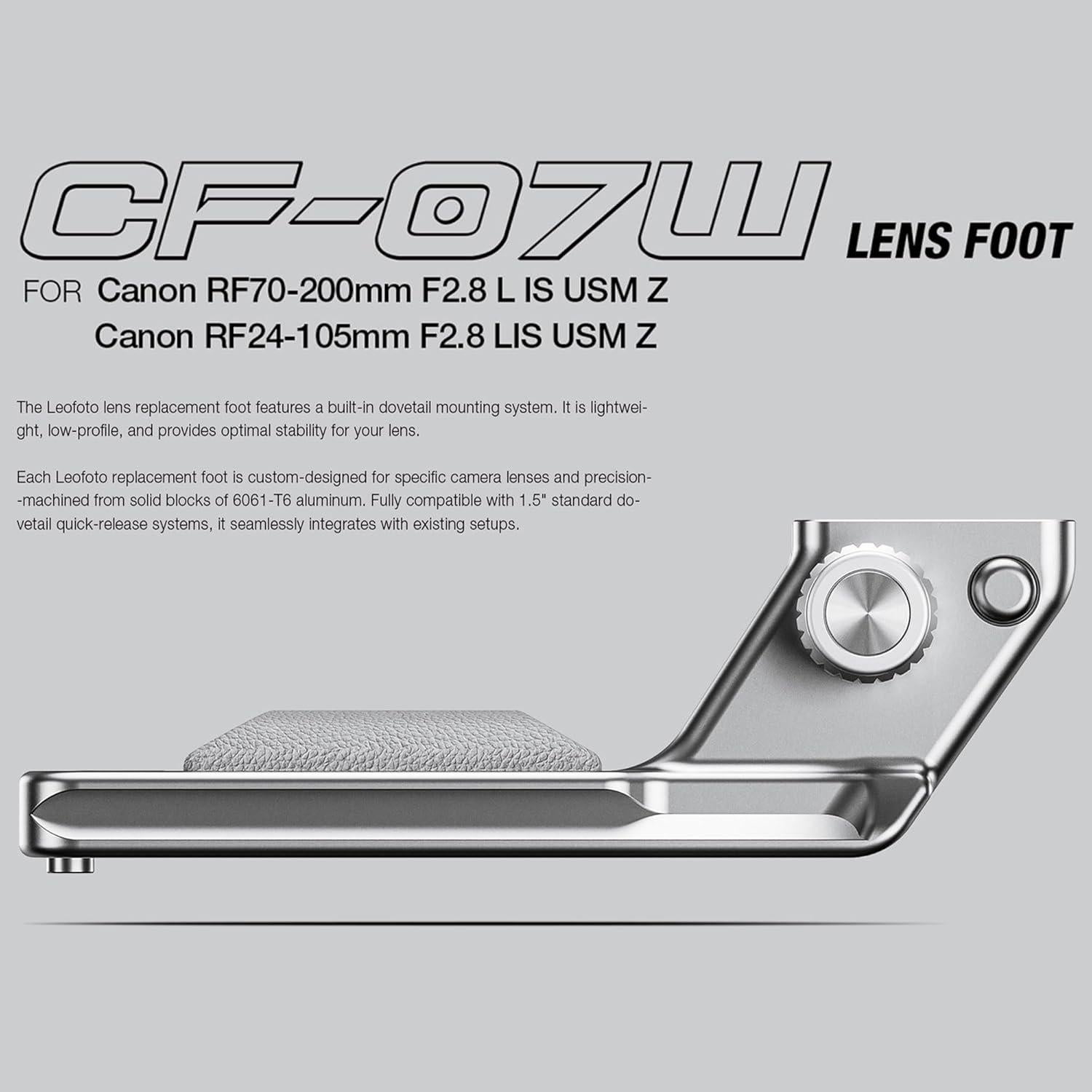 Pie de reemplazo Leofoto CF-07W para Canon RF70-200mm y RF24-105mm