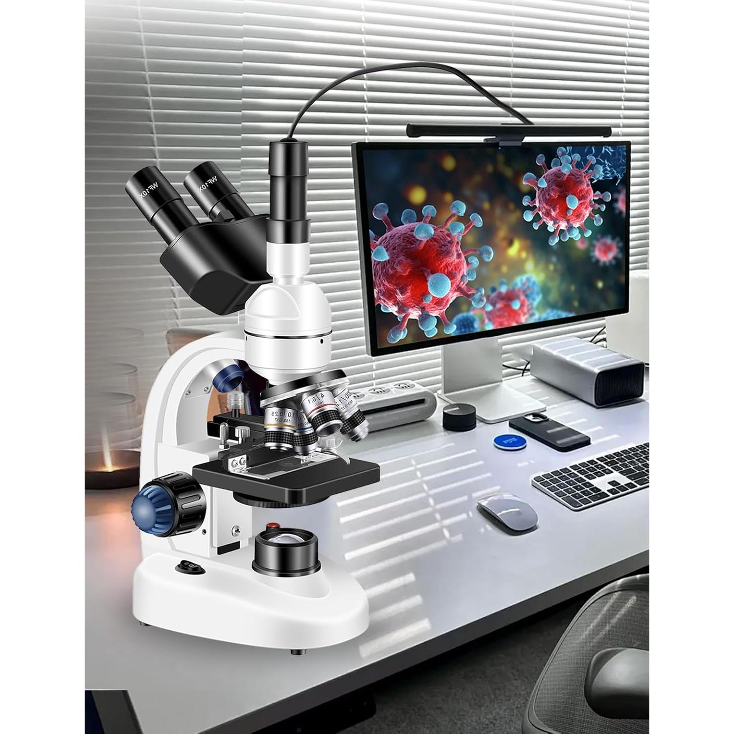 Microscopio Trinocular Woehrsh 40X-5000X LED Oculares WF10x WF25x