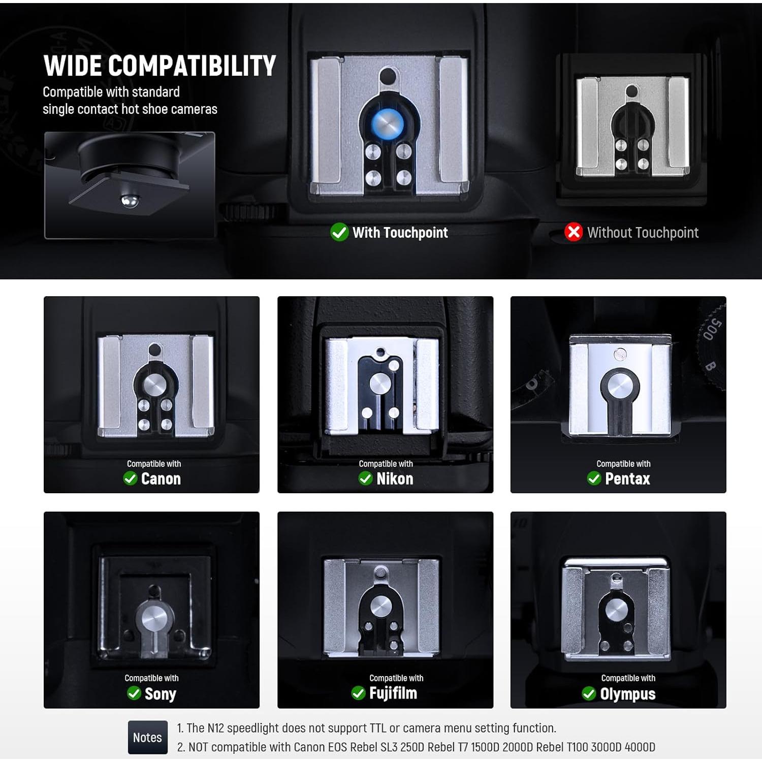 Flash Mini NEEWER N12 para Cámara DSLR, Luz de Relleno 5600K