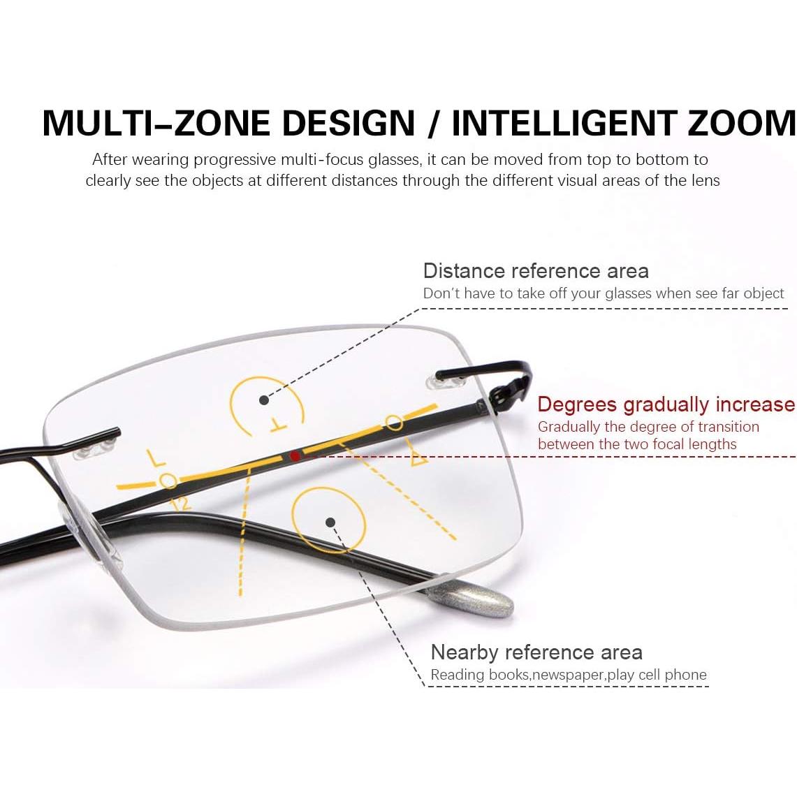 Gafas de lectura progresivas fotoquímicas UV400 unisex 1.0x