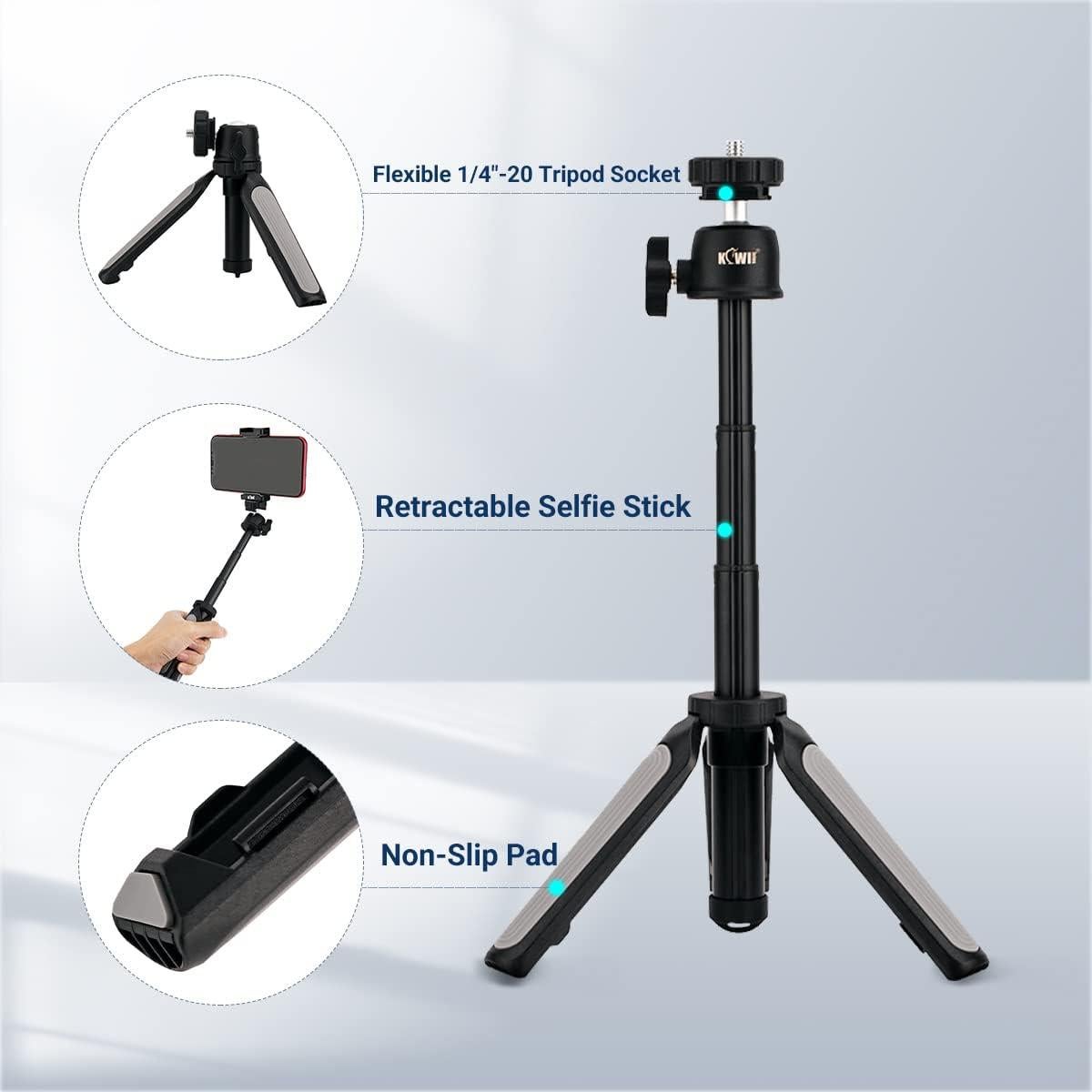 Trípode Mini Extensible KIWIFOTOS para Cámaras y Smartphones