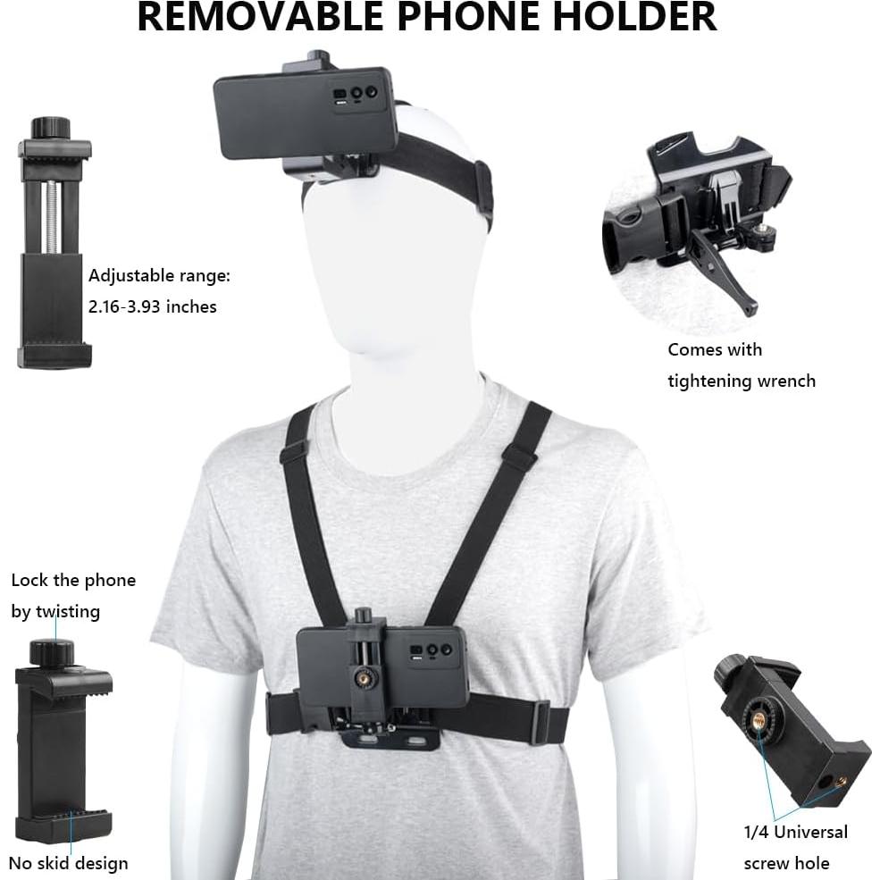 Kit de Arnés de Montaje en el Pecho TANSUO para Cámara y Smartphone