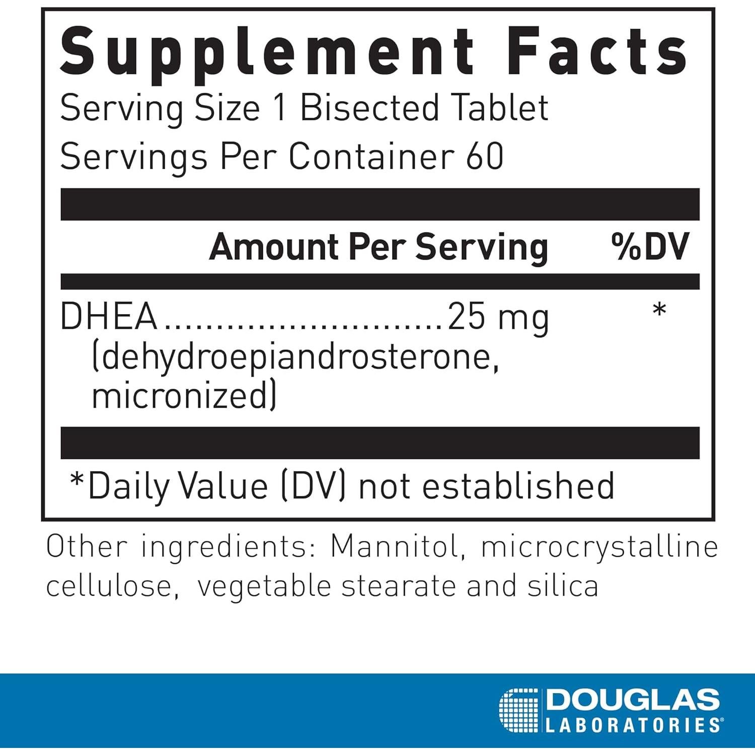Suplemento DHEA 25 mg Douglas Laboratories | 60 Tabletas