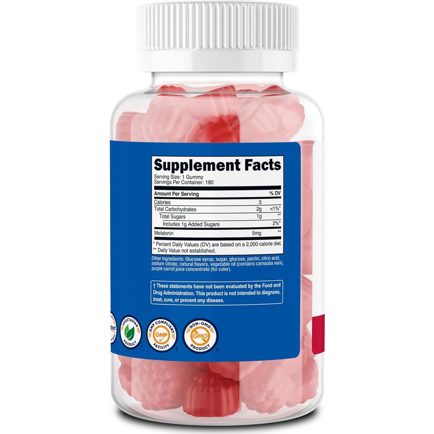 Gominolas de Melatonina 5mg Nutricost - 180 Unidades Sabor Fresa