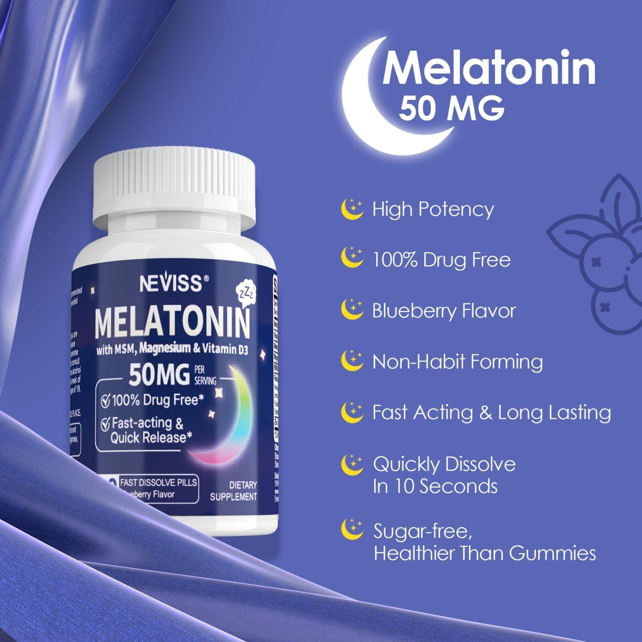 Melatonina 50 mg Neviss - Suplemento Sublingual Vegano 60 Porciones